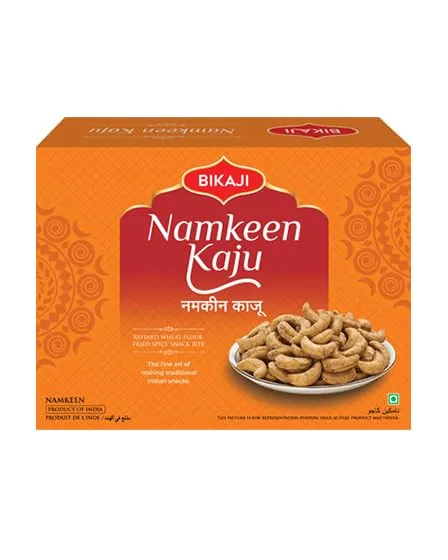 Bikaji Kaju Namkeen | Authentic Indian Cashew-Shaped Crispy Snack | Savory Maida Namkeen | Light & Crunchy Tea-Time Treat | Vegetarian Indian Farsan | 400g (14.11 oz)
