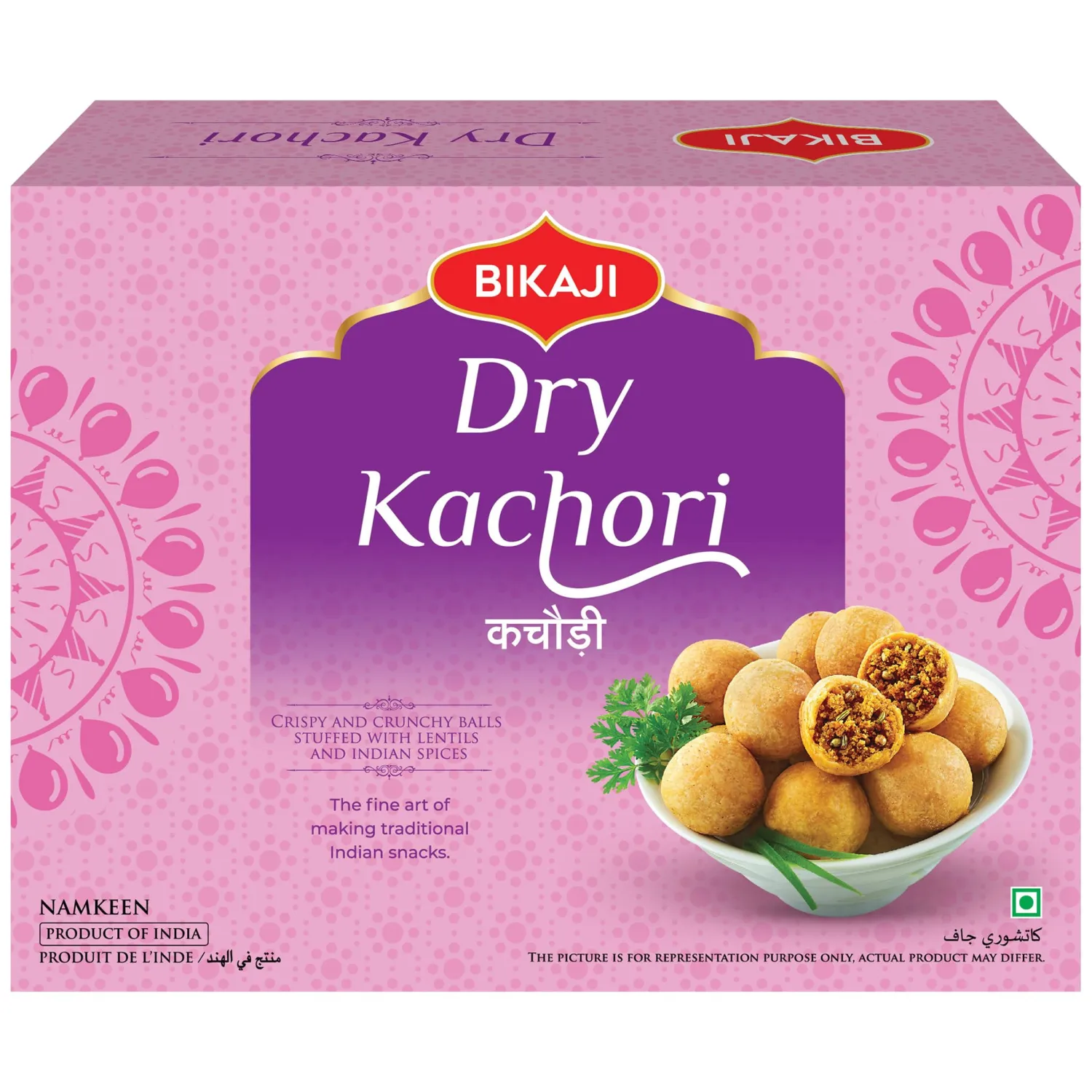 Bikaji Dry Kachori 400g | Crispy Indian Khasta Snack | Spicy Stuffed Mini Kachori | Traditional Rajasthani Namkeen | Ready-to-Eat Tea-Time Snack – 14.1 oz