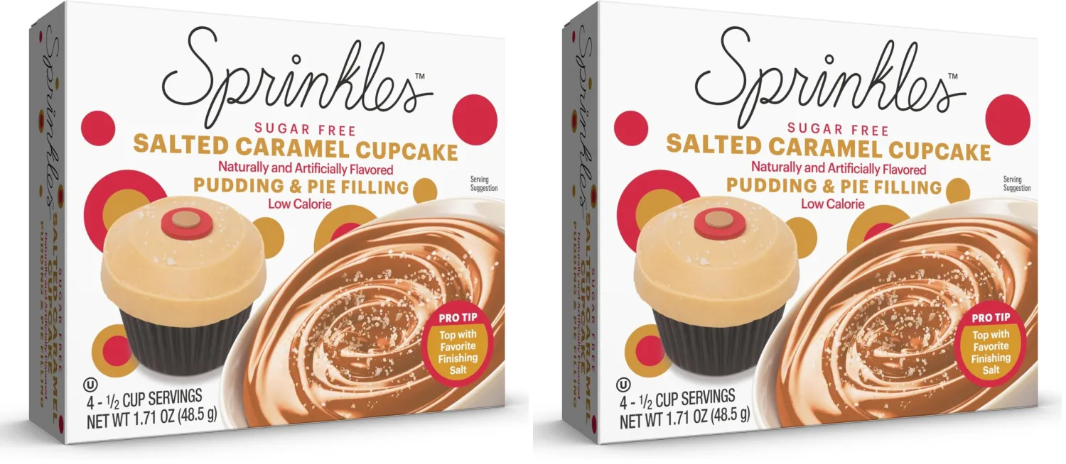 Sprinkles Salted Caramel Cupcake Sugar-Free Instant Pudding Mix, 4 Servings, 1.71 oz Box (Pack of 2)