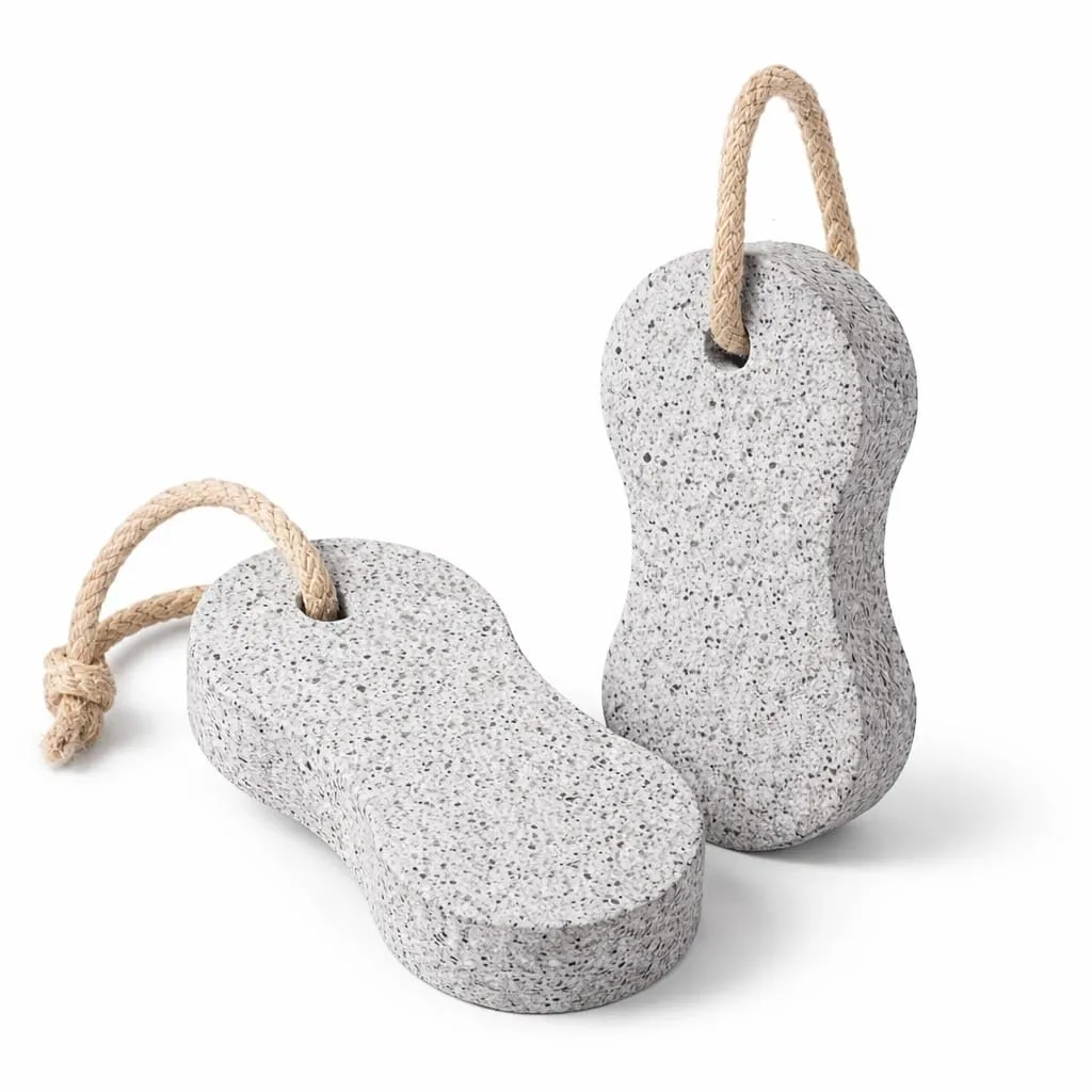 Pumice Stone Pack of 2 Natural Volcanic Stones for Gentle Exfoliation, Callus and Dead Skin Removal, Safe for Feet and Hands