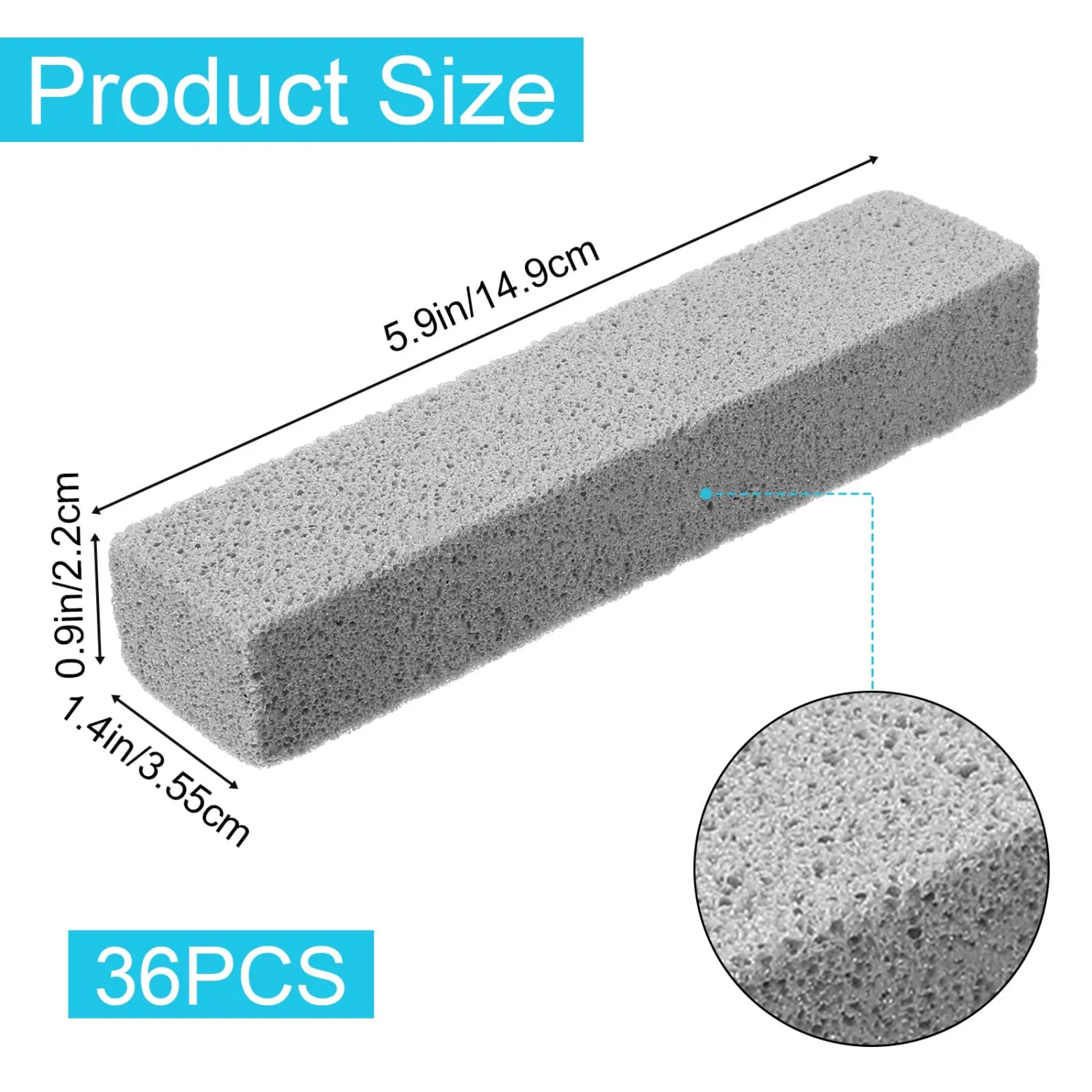 36 Pack Pumice Stone for Toilet Bowl Cleaner, Pumice Stone Remove Hard Water Rings, Calcium Buildup, Grease, Suitable for Bathroom, Kitchen Sink, Grill, Pool, Household (Grey, 5.9 x 1.4 x 1inch)