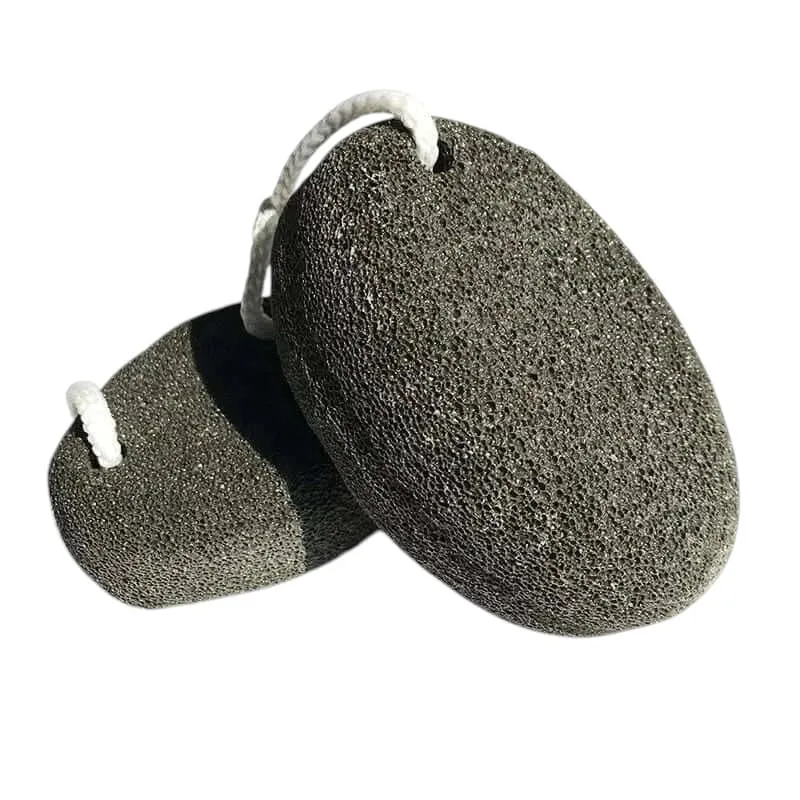 2-Pack Black Oval Pumice Stones for Feet – Natural Lava Callus & Corn Remover for Heels, Hard Skin, Pedicure Foot Exfoliation Tool