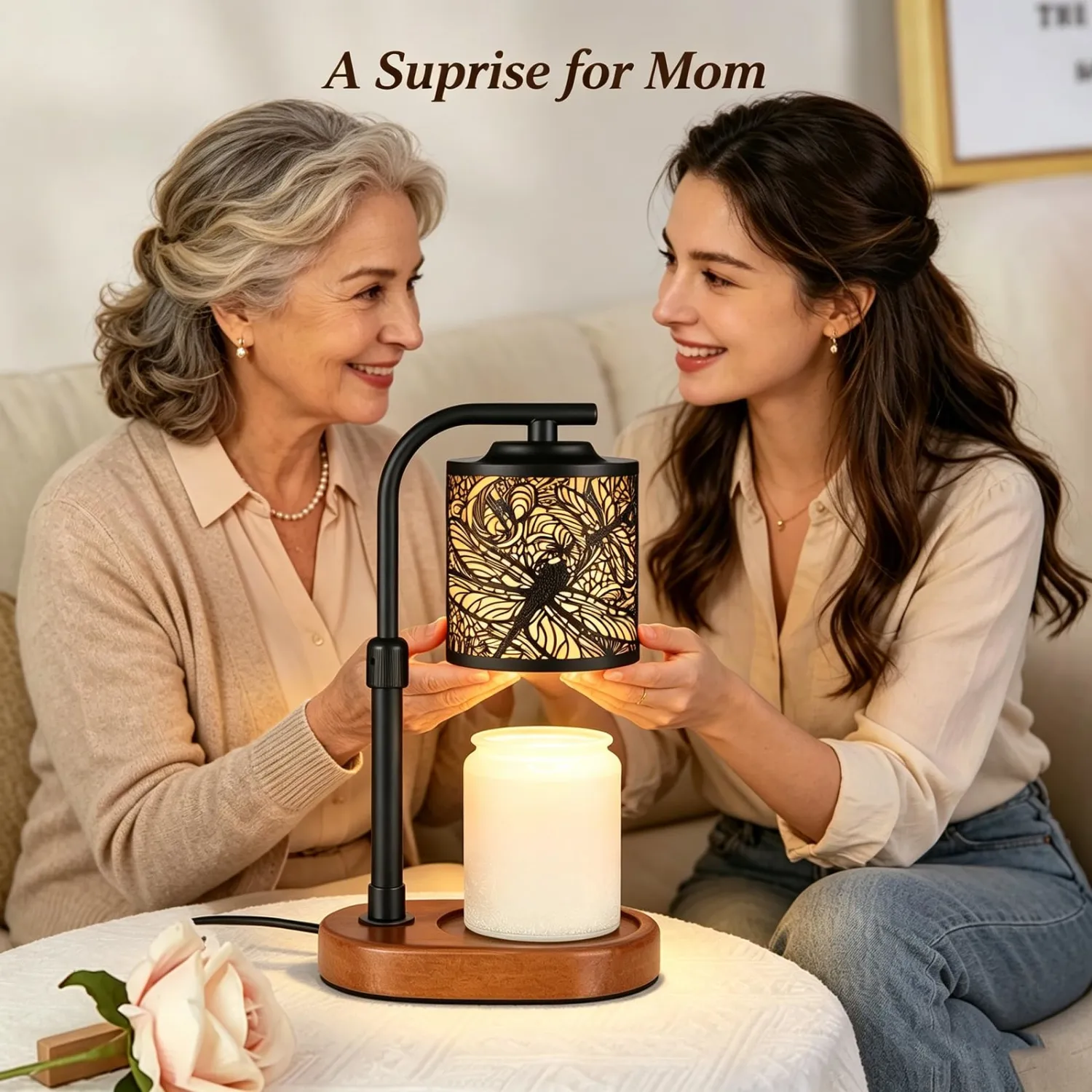 kobodon Candle Warmer Lamp with Timer, Electric Candle Lamp Warmer Birthday for Mom Women Home Bedroom Decor Wax Melt Warmer for Scented Wax with Jar Candles (Dragonfly)