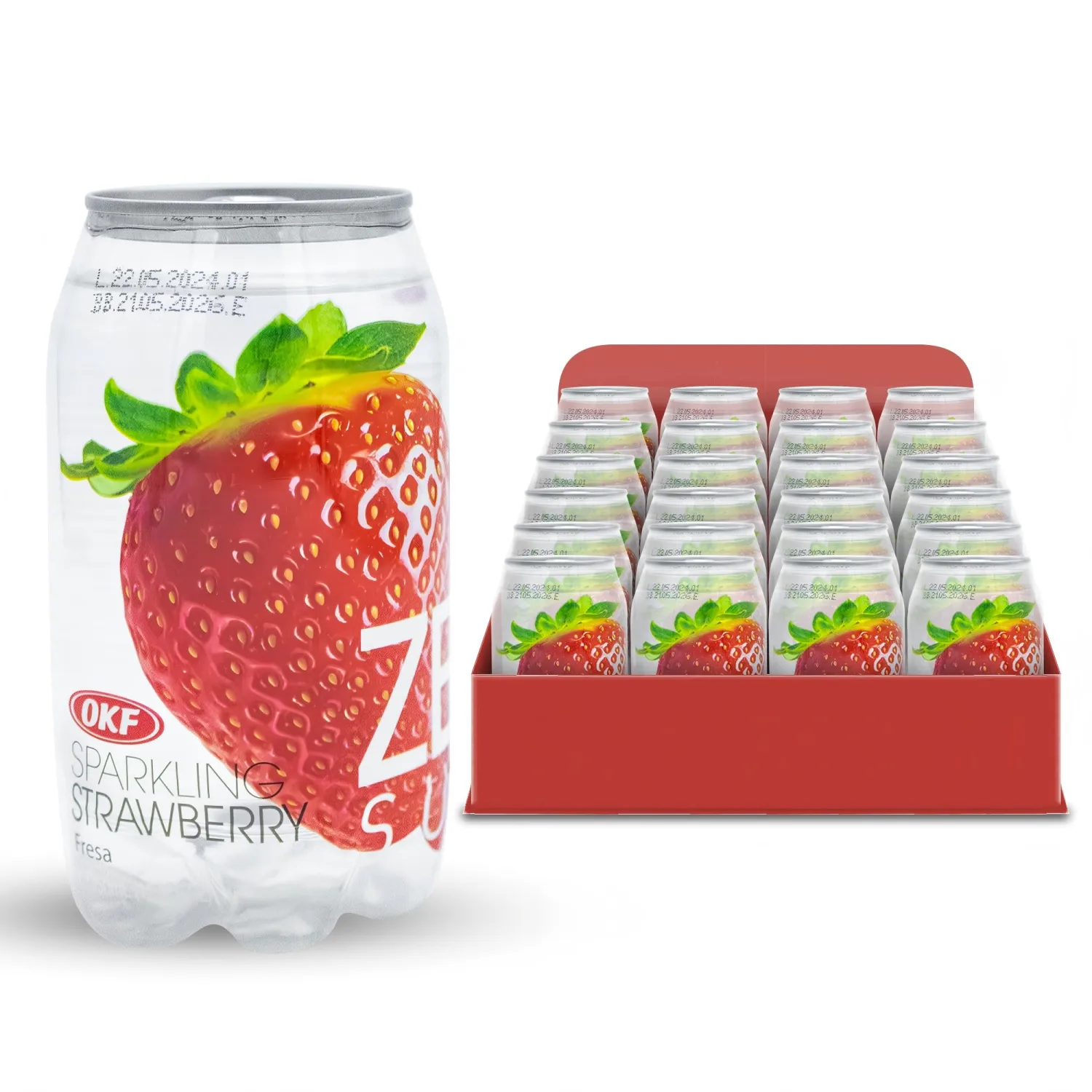 OKF Sparkling Juice Water Beverage Blend, Strawberry, No Preservatives, No Artificial Color, Gluten Free, Fat Free, 11.84 FL OZ, 24 Cans