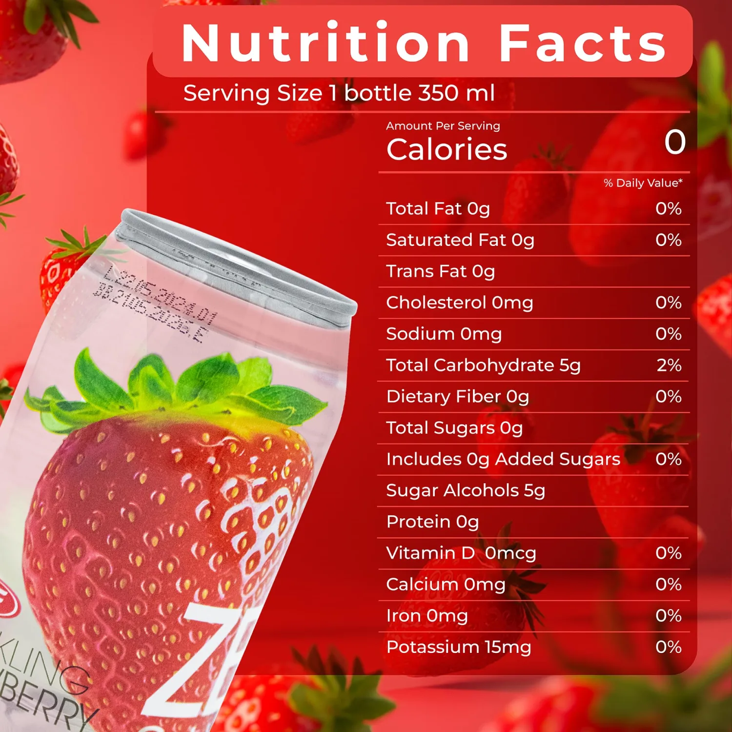 OKF Sparkling Juice Water Beverage Blend, Strawberry, No Preservatives, No Artificial Color, Gluten Free, Fat Free, 11.84 FL OZ, 24 Cans