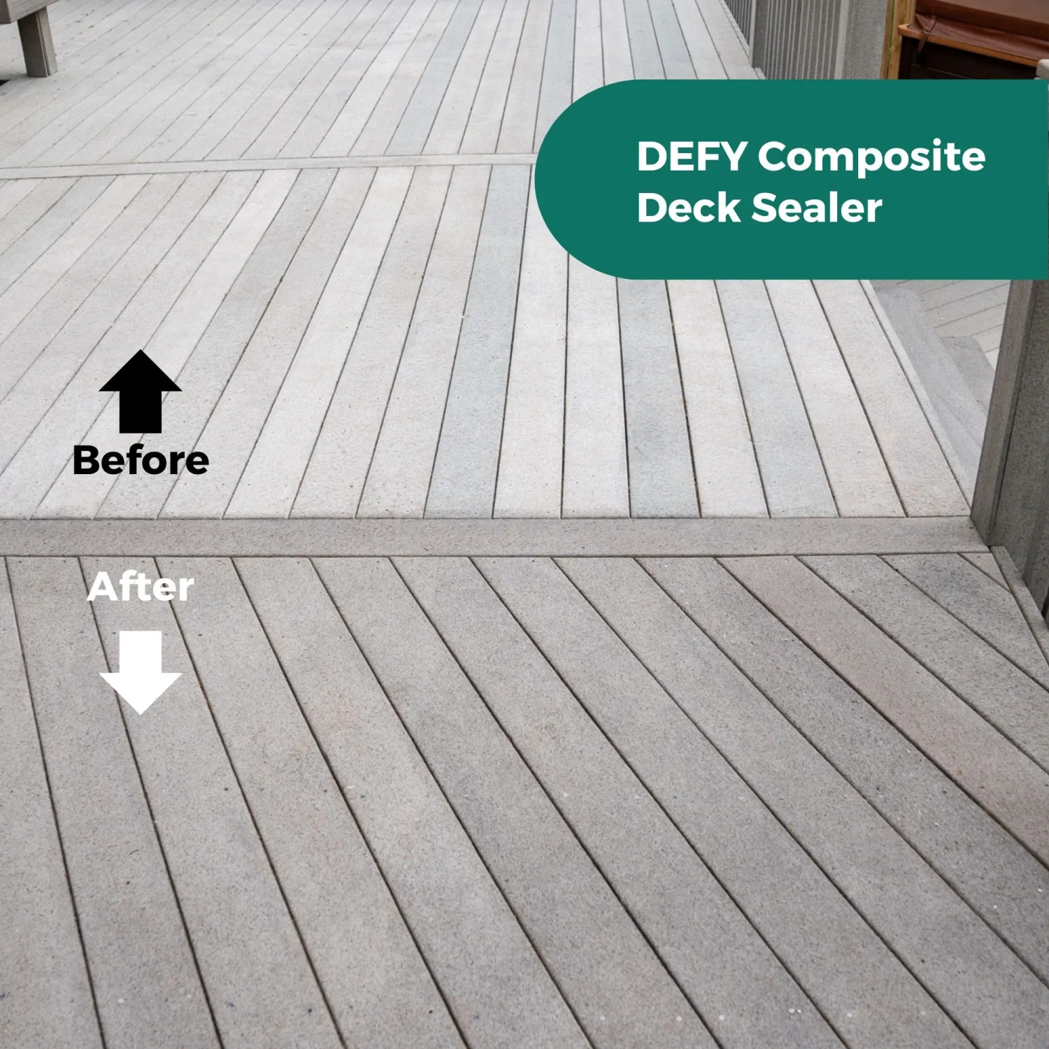 DEFY Extreme Composite Deck Sealer – Crystal Clear Waterproof Sealant for Wood & Composite Surfaces with Zinc Nano-Technology, Protects Against Water & UV Damage – 1 Gallon
