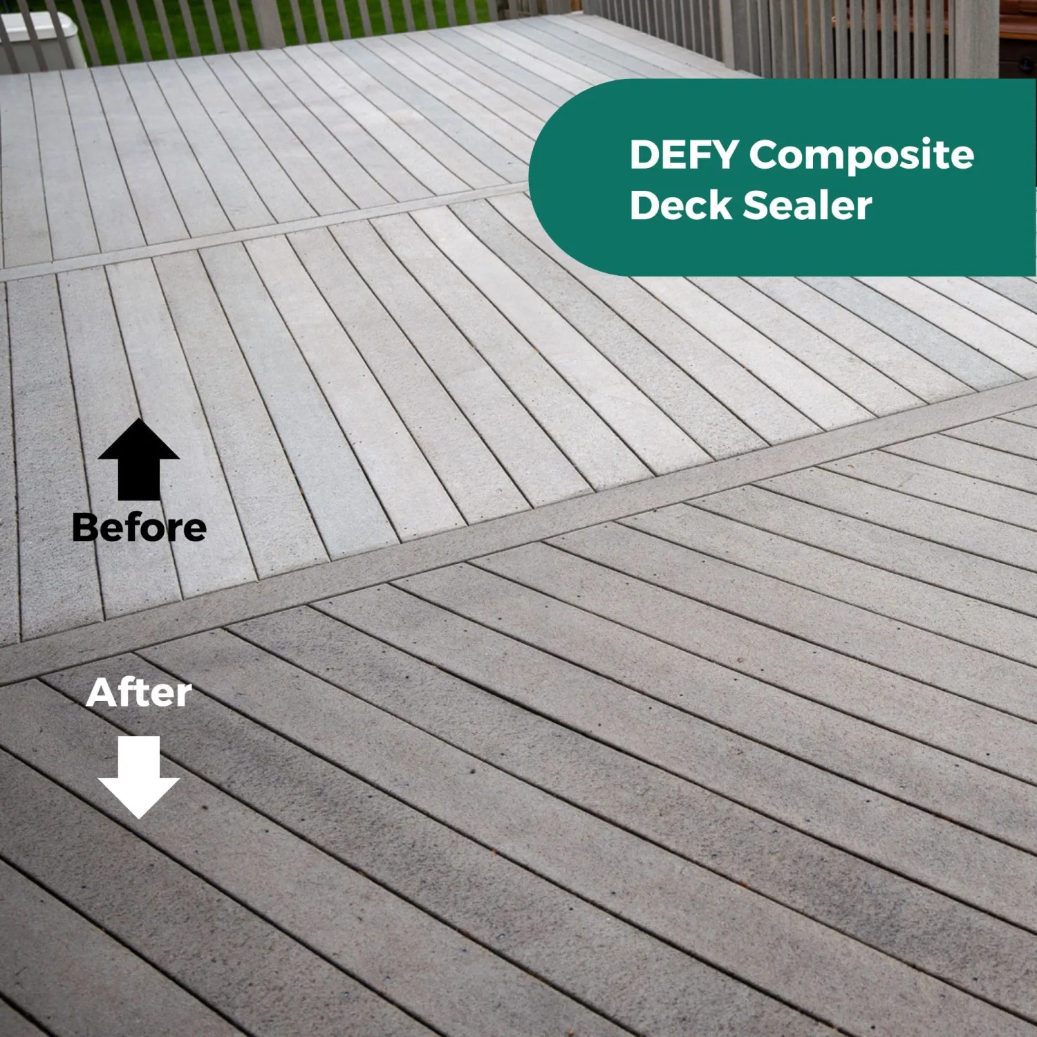 DEFY Extreme Composite Deck Sealer – Crystal Clear Waterproof Sealant for Wood & Composite Surfaces with Zinc Nano-Technology, Protects Against Water & UV Damage – 1 Gallon