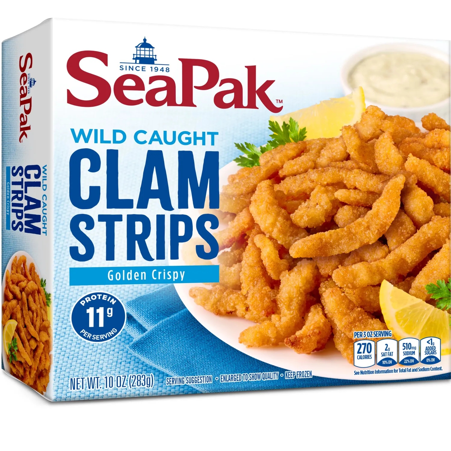 SeaPak Wild Caught Clam Strips, Clams in Oven Crunchy Breading, 10 oz
