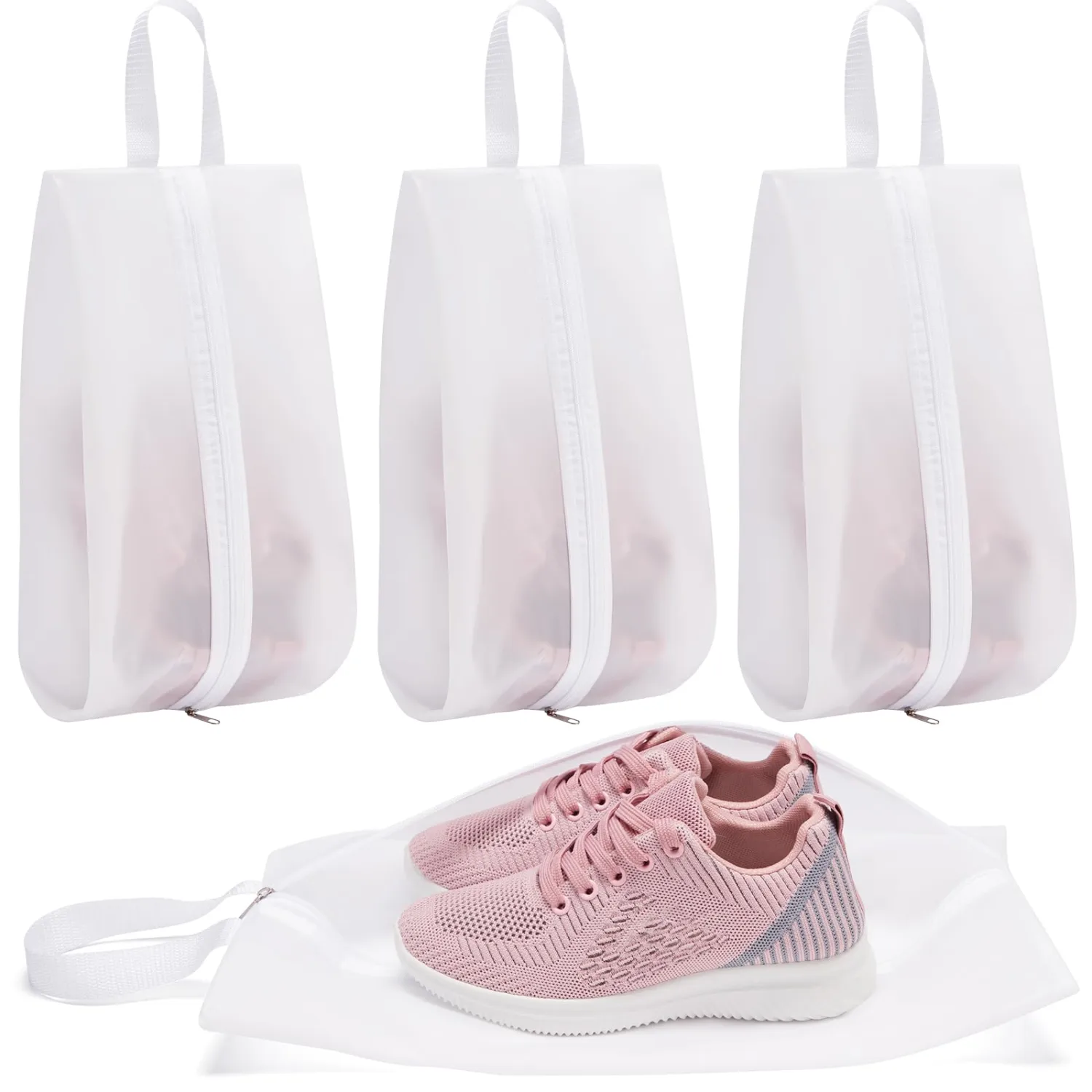 Vorspack Shoe Bags for Travel - 4 Pack Small Transparent Shoe Organizer with Handle Dustproof Shoe Bag Reusable Shoe Storage Bags for Men & Women