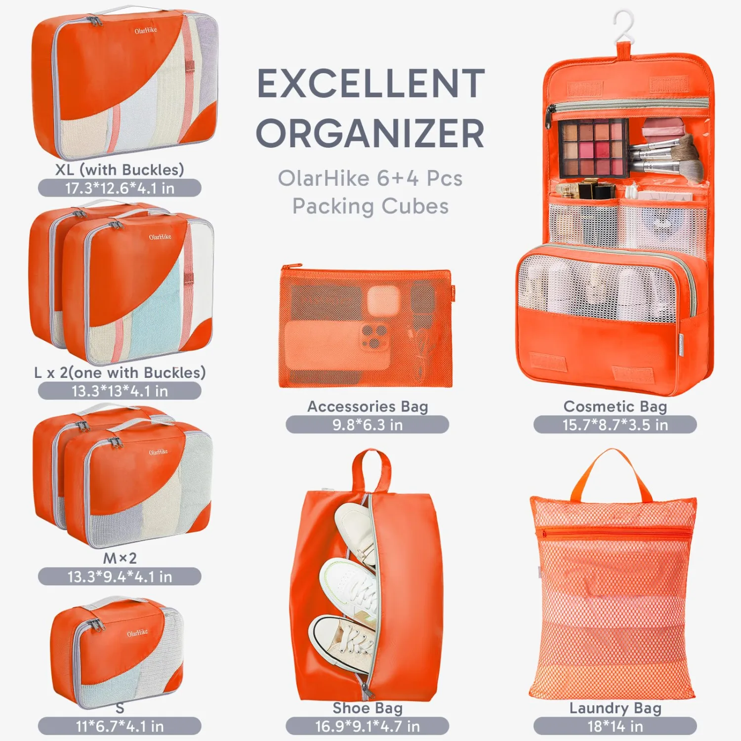 10 Set Packing Cubes for Travel, Gifts for Women Mom,Anti-Tearing Suitcase Organizer,OlarHike Vacation Essentials & Accessories for Cruise Ship