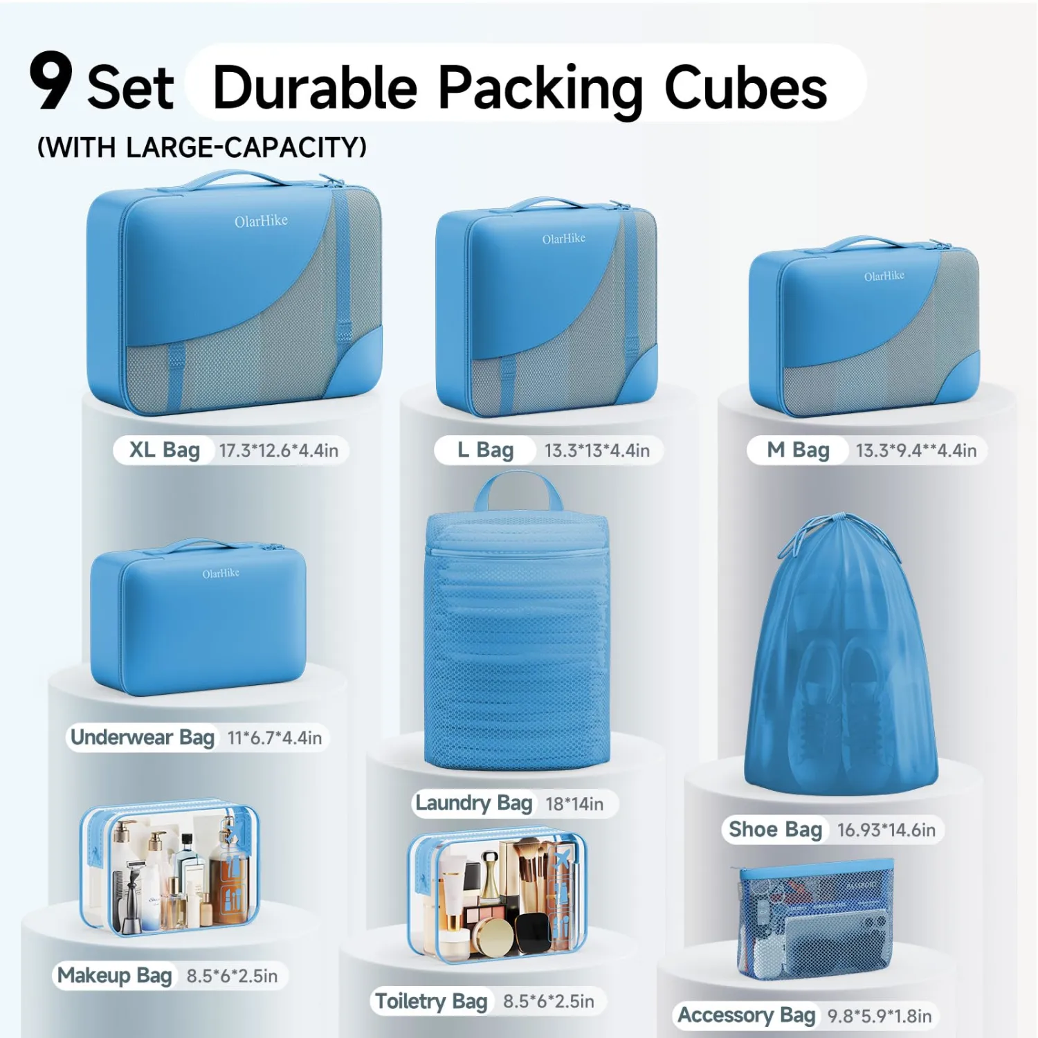 9 Set Packing Cubes for Travel, Gifts for Women Mom,Anti-Tearing Suitcase Organizer,OlarHike Vacation Essentials & Accessories for Cruise Ship