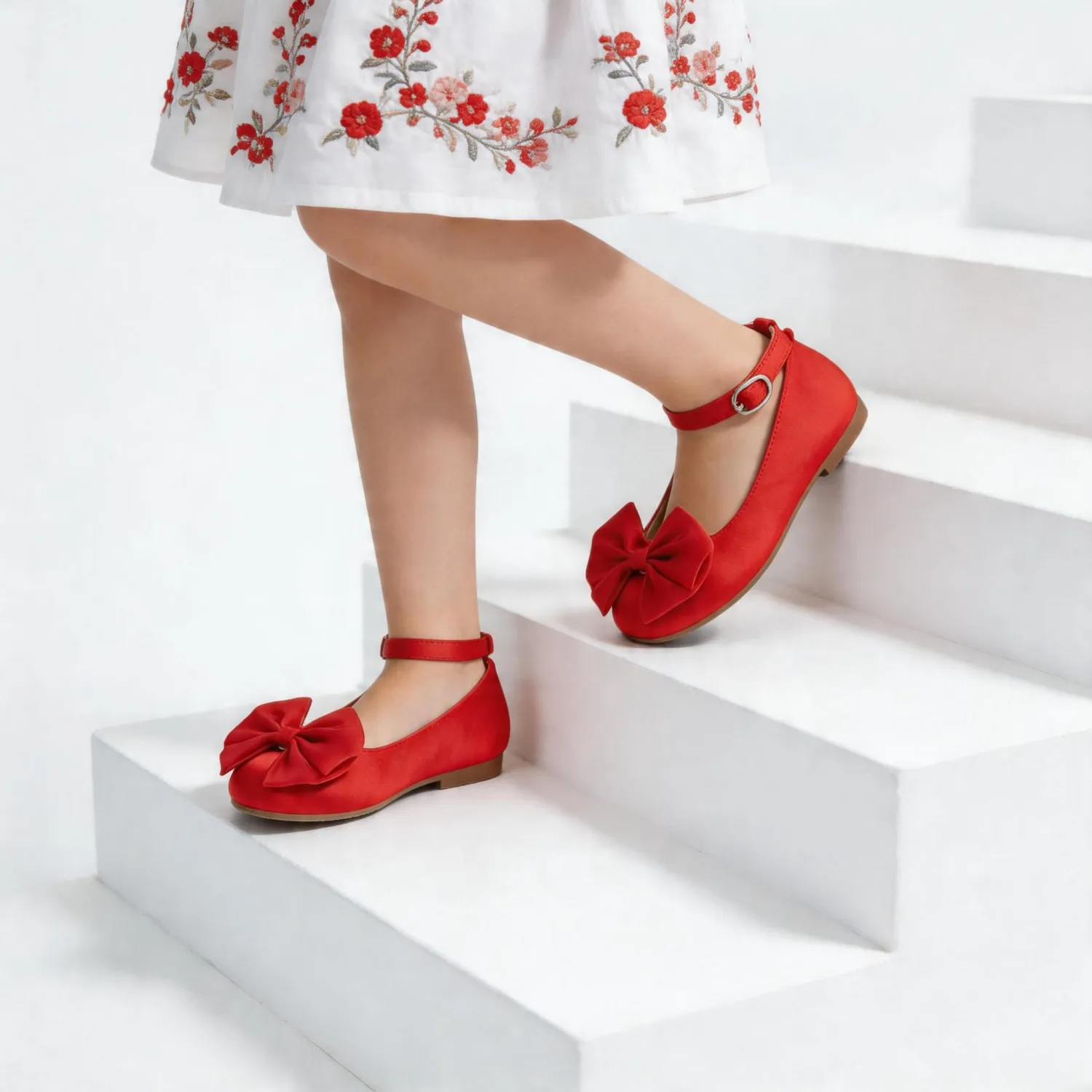 THEE BRON Girls Mary Jane Ballet Flats with Bow Toddler Dress Shoes for Party Outfits
