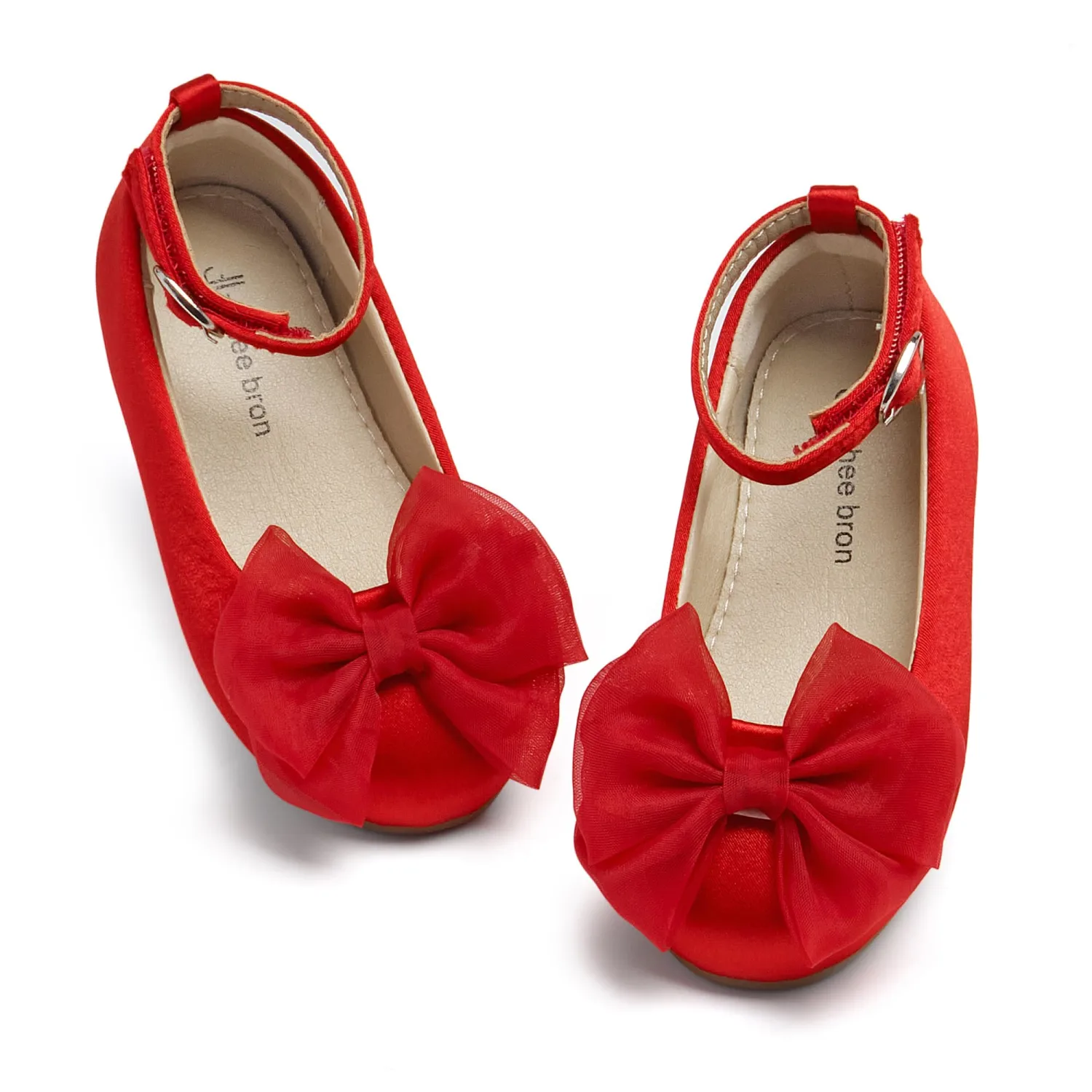 THEE BRON Girls Mary Jane Ballet Flats with Bow Toddler Dress Shoes for Party Outfits