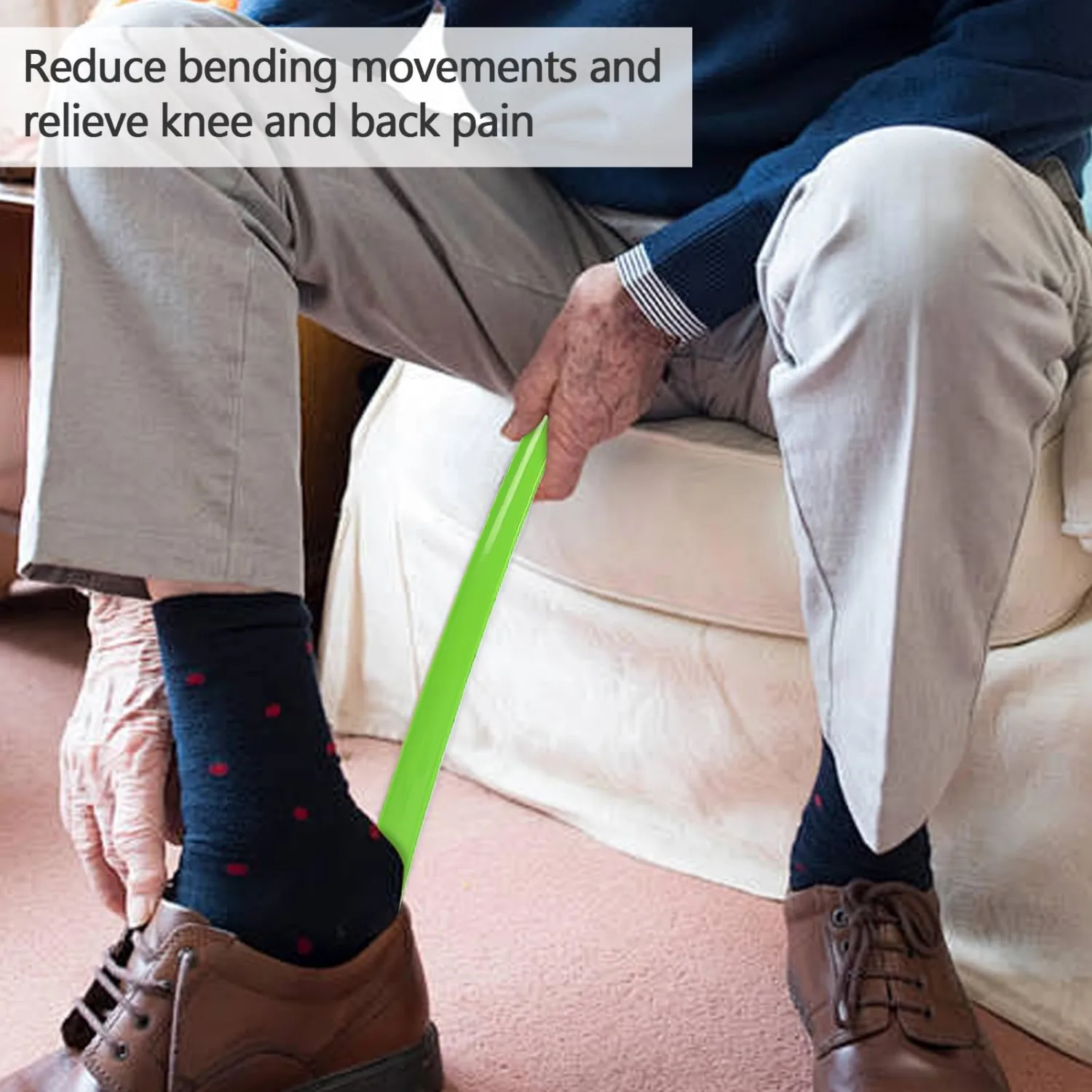 Footwear Assist Stick - Comfortable Dressing Aid for Shoes and Boots | Lightweight Extendable Shoe Slider with Gentle Curve &