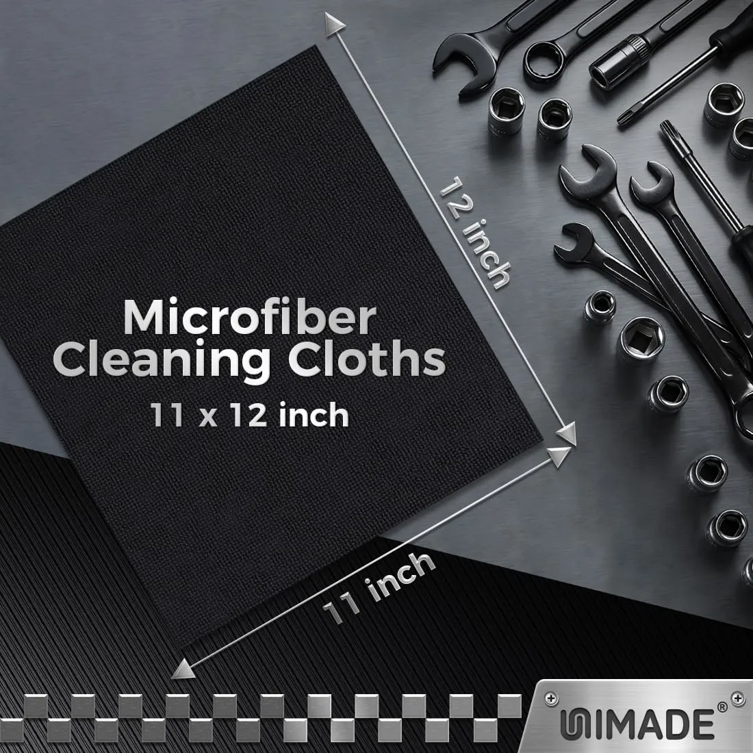 UNIMADE Microfiber Cleaning Cloth, 24 Pack Reusable Microfiber Towels for Cars Lint Free Cleaning Shop Towel Rags for Home Kitchen Automotive Bar Mechanic Restaurant Garage, 11"x 12", Black