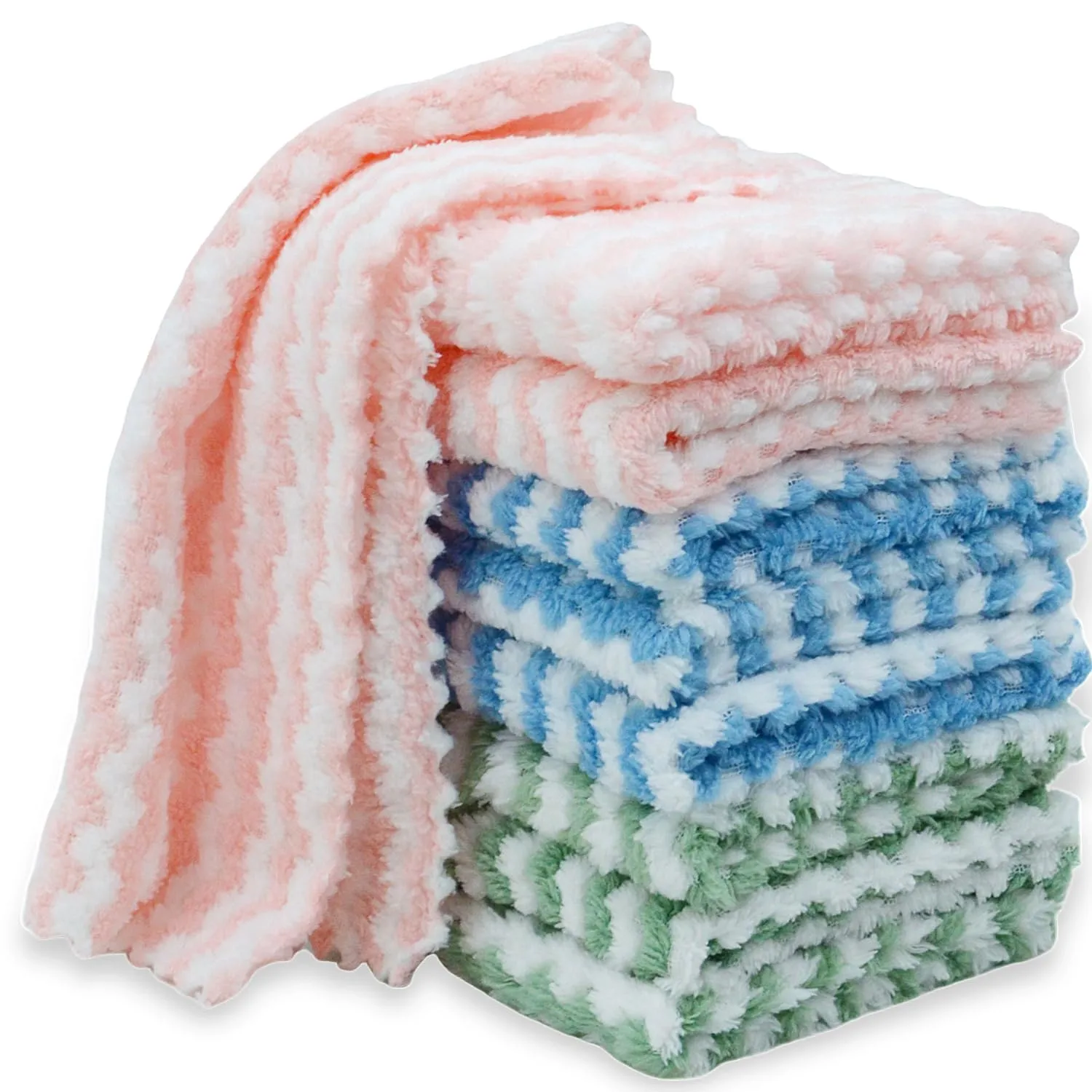 10PACK Kitchen Cleaning Cloths, Microfiber Dish Cloths: All-Purpose Washing/Soft/Lint Free/Absorbent/Quick Dry Reusable Washable Towels for Bathroom/Car/Glass, 10''x10'' - Mixcolor