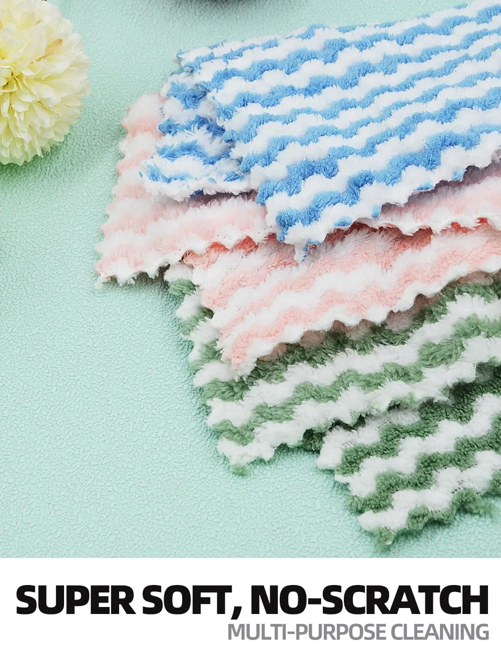 10PACK Kitchen Cleaning Cloths, Microfiber Dish Cloths: All-Purpose Washing/Soft/Lint Free/Absorbent/Quick Dry Reusable Washable Towels for Bathroom/Car/Glass, 10''x10'' - Mixcolor