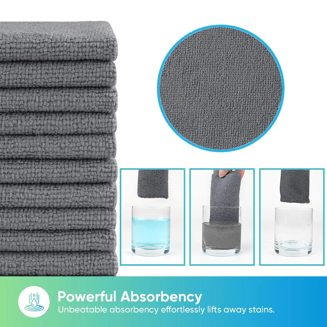 HOMEXCEL Grey Microfiber Cleaning Cloths, 20 Pack Cleaning Rags - Lint Free & Scratch-Free Microfiber Towels for Cars, House & Kitchen, Absorbent Cleaning Towels, 11.5 x 11.5 Inch