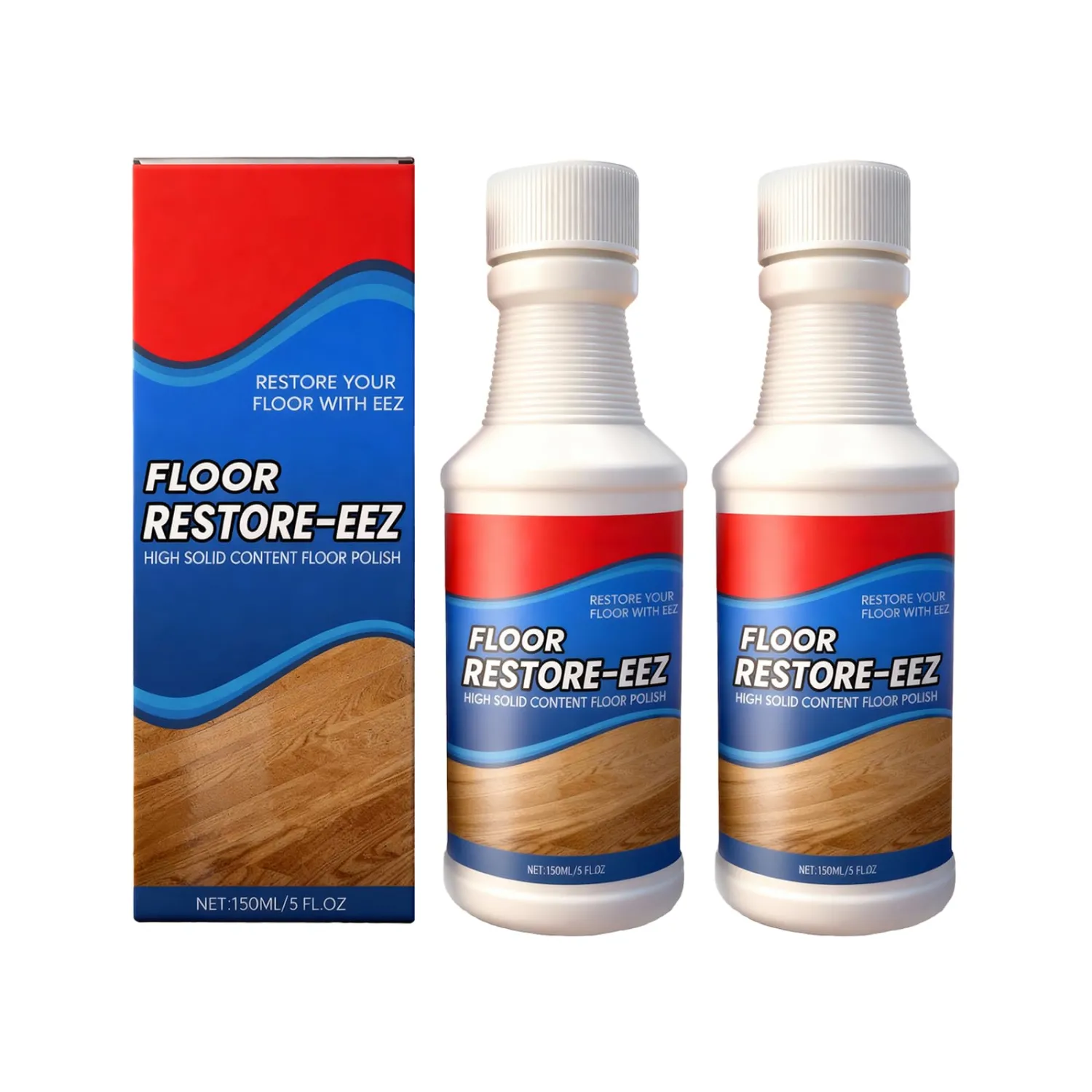 Floor Restore Cleaner. Floor Restorer & Polish for Tile, Shine Wood, Laminate, Bamboo - Flooring Protection Agent. 2pcs