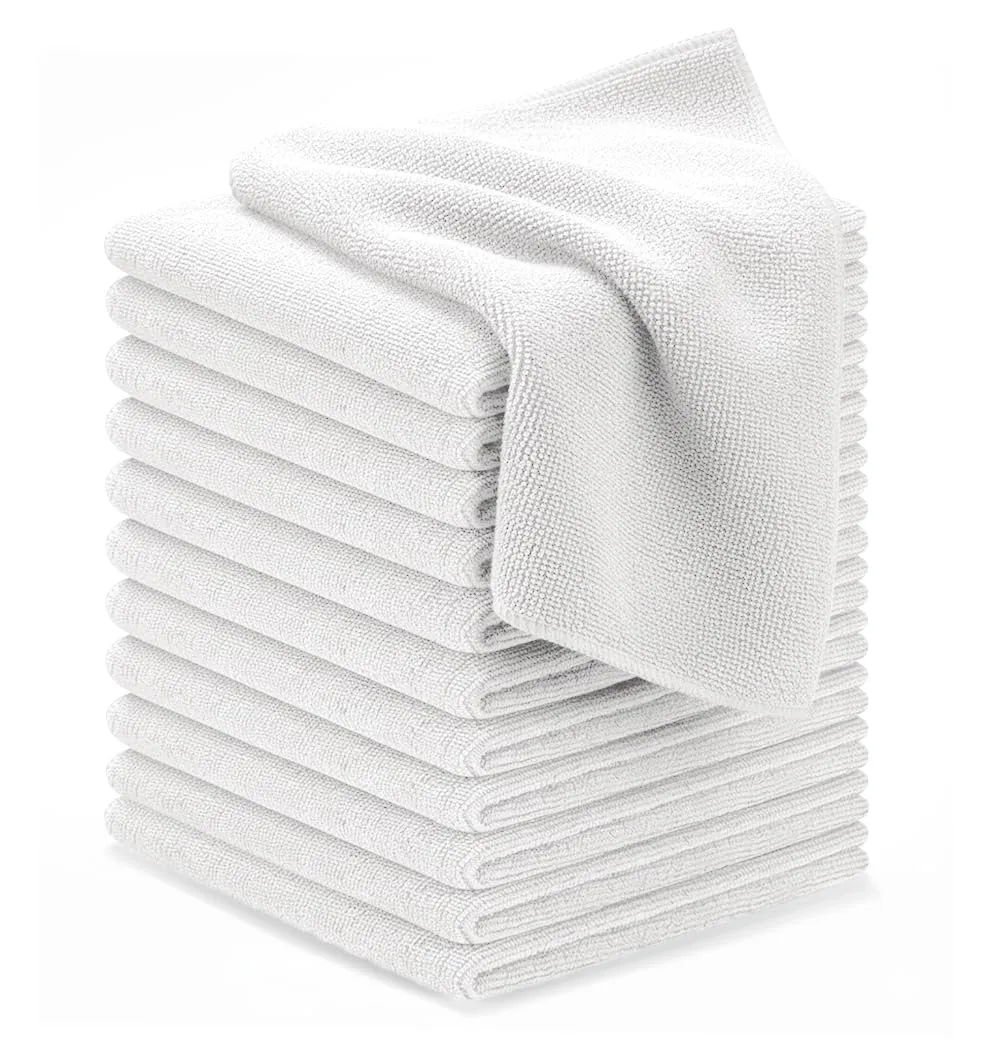Avalon Towels Microfiber Cleaning Cloths (Value Pack of 12) - Size 12 x 12 Inches, Highly Absorbent Cleaning Rags, Lint Free, Reusable and Washable, Microfiber Towels for Cars