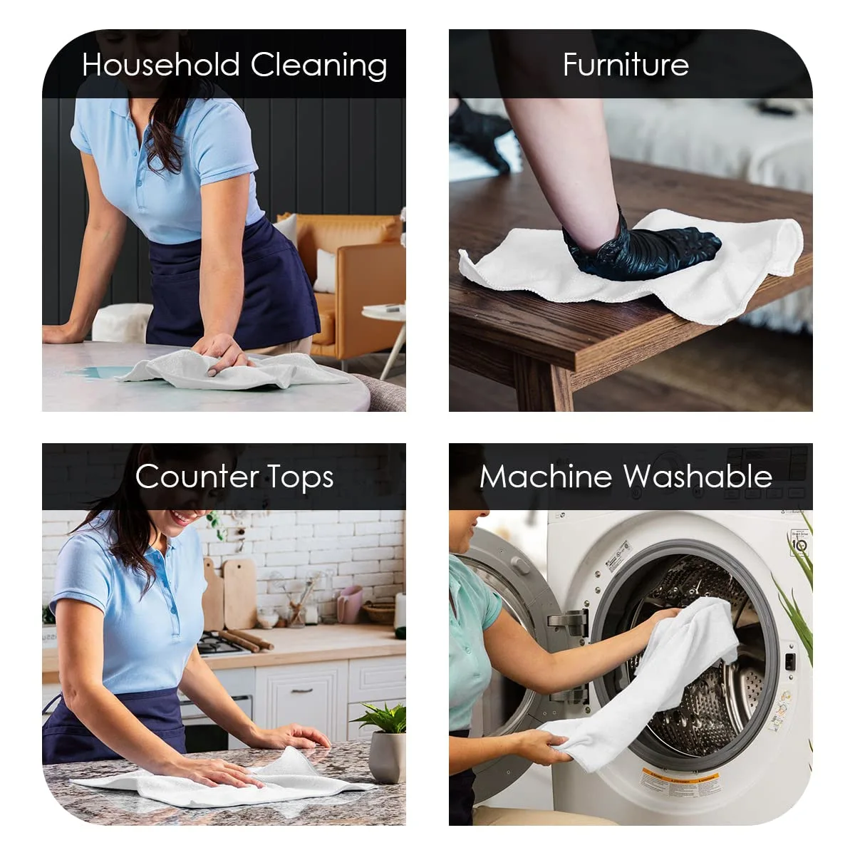 Avalon Towels Microfiber Cleaning Cloths (Value Pack of 12) - Size 12 x 12 Inches, Highly Absorbent Cleaning Rags, Lint Free, Reusable and Washable, Microfiber Towels for Cars