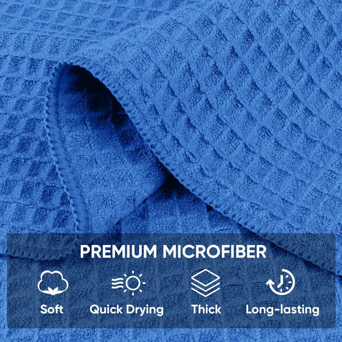 HOMEXCEL Waffle Weave Microfiber Towel, 10 Pack Lint Free Cleaning Rags, 12 x 12 Inches Barista Towels, Reusable Microfiber Cleaning Cloth for Household, Kitchen, Glass and Window, Blue