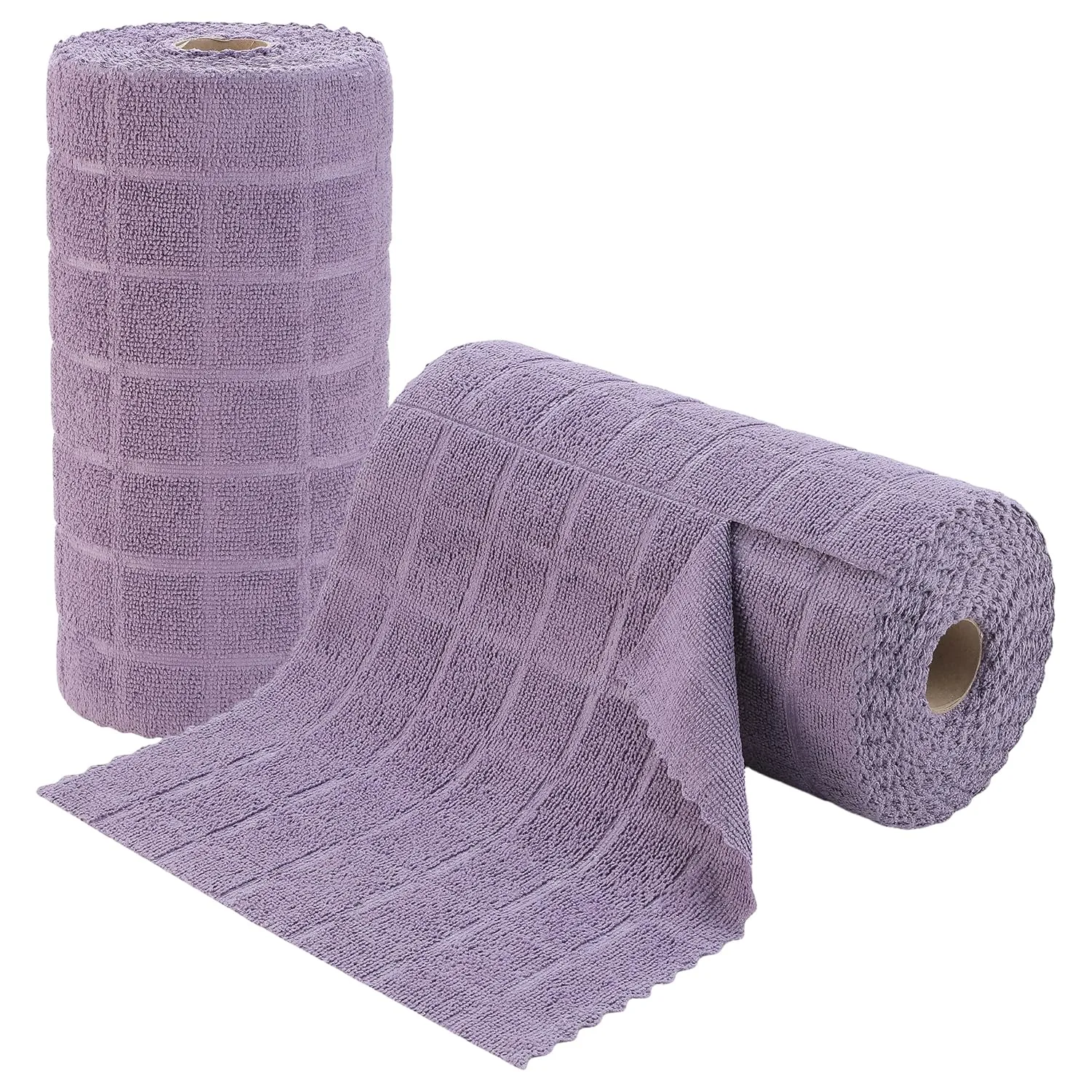 Ferdilan 80 Pack Microfiber Cleaning Cloth Roll,Lint Free Rags Paper Towels & Tear Away Reusable Towels,Washable Shop Rags,Wash Cloths Dish Rags(12" x 12") for Car Kitchen Window Garage-Dark Purple