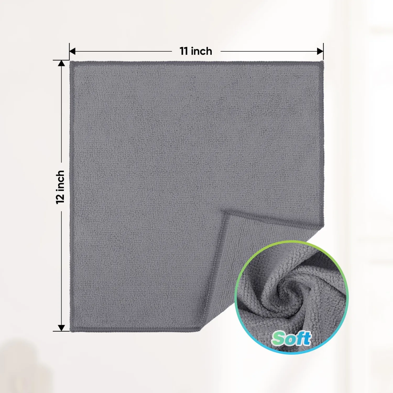 HOMEXCEL Grey Microfiber Cleaning Cloth, 24 Pack Absorbent Cleaning Rags, Lint-Free, Streak-Free Cleaning Towels for Car Kitchen House, 12"X11"