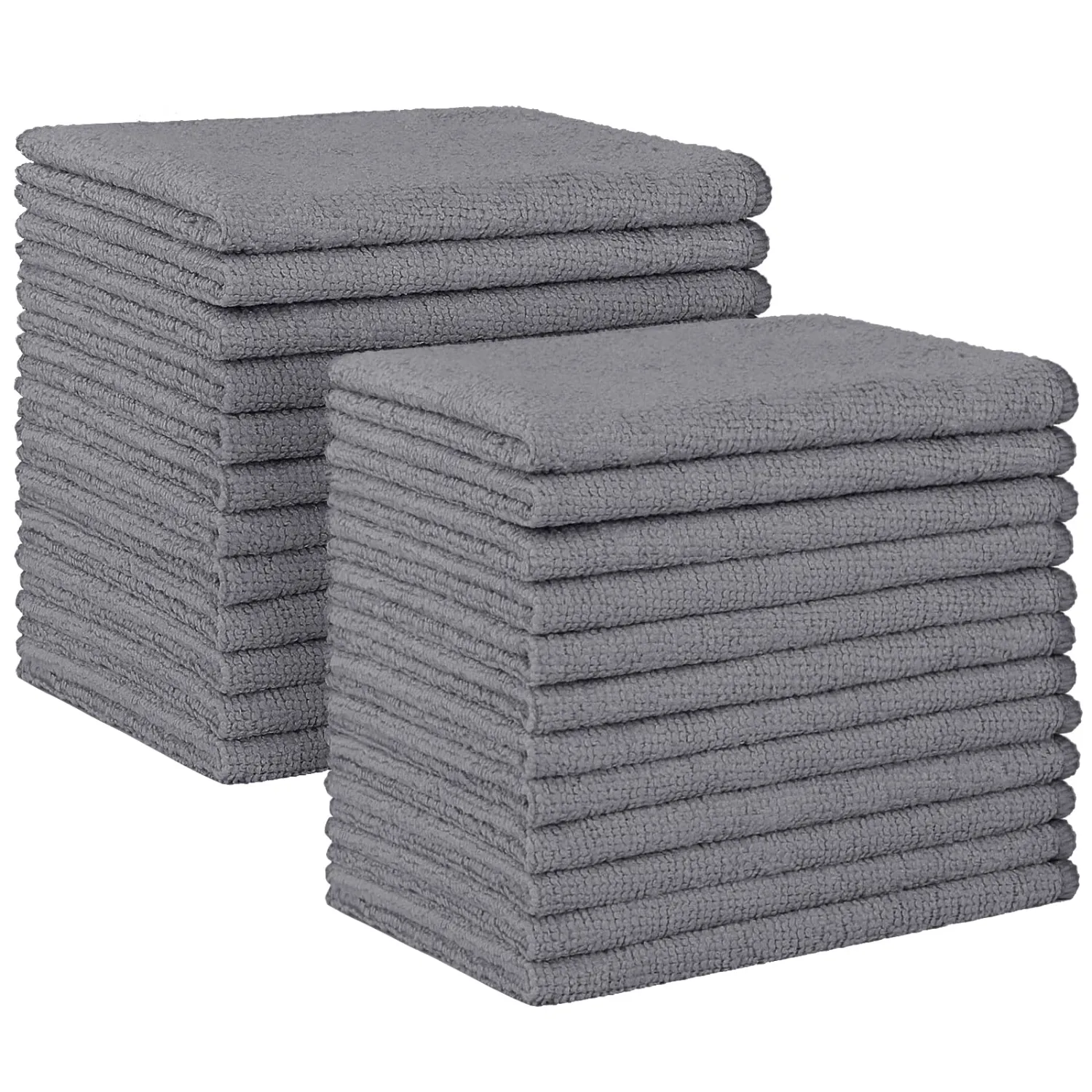 HOMEXCEL Grey Microfiber Cleaning Cloth, 24 Pack Absorbent Cleaning Rags, Lint-Free, Streak-Free Cleaning Towels for Car Kitchen House, 12"X11"