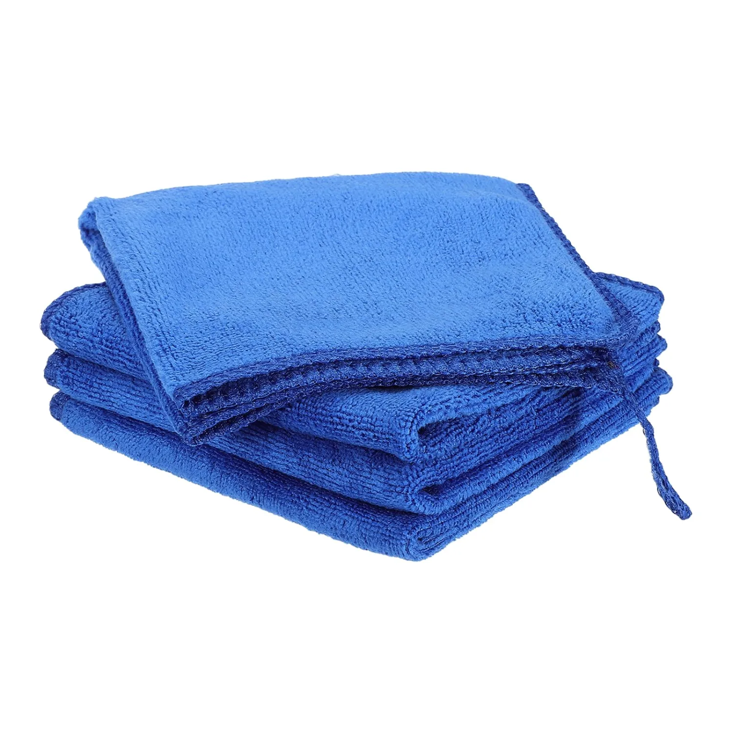 HARFINGTON 4 Pack Microfiber Cleaning Cloth, 8" x 8" Multi-Functional Cleaning Towels Reusable Absorbent Rags with Hook for Car Wash Kitchen Household Window Clean, Sapphire Blue