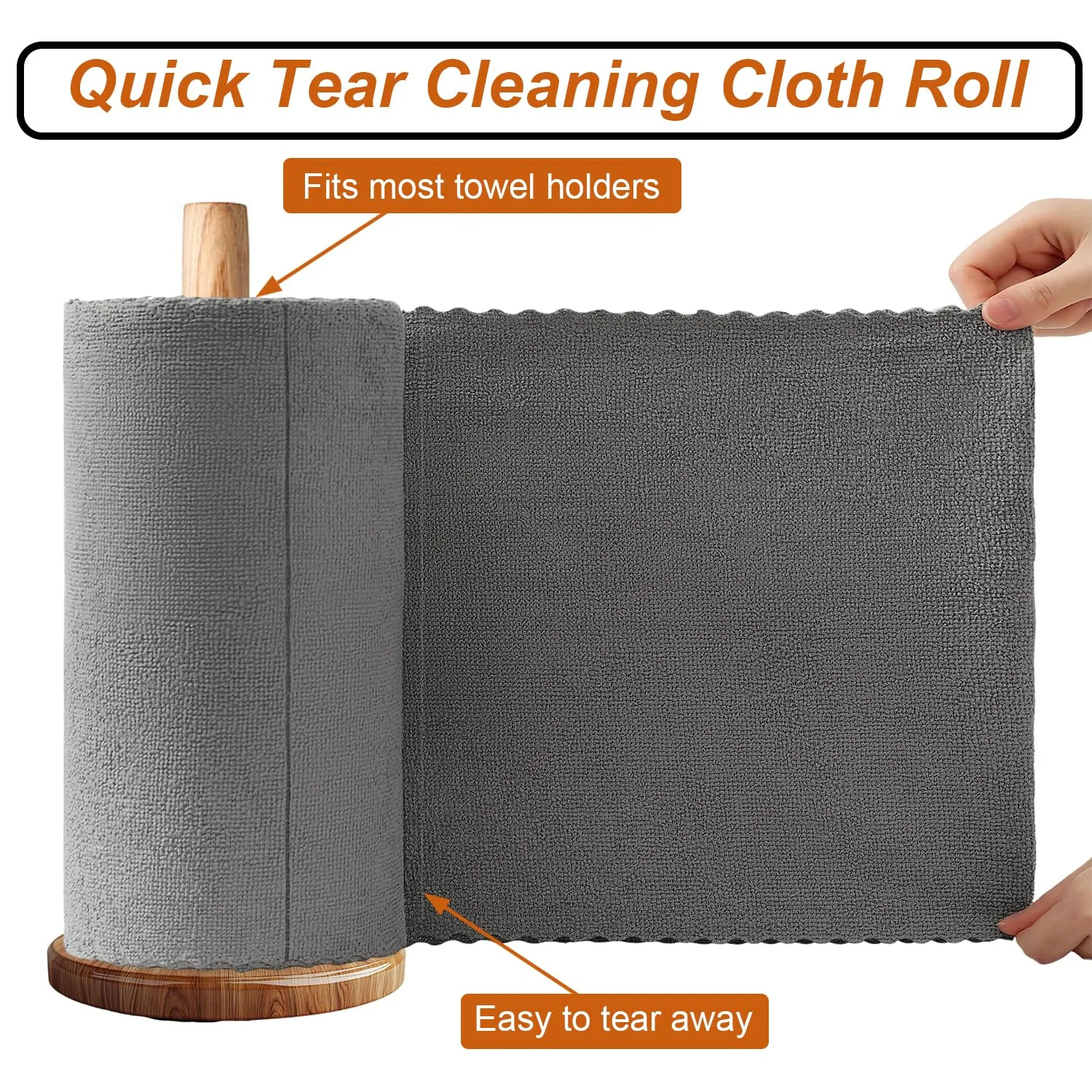 80 Pack Microfiber Cleaning Cloth Roll,Lint Free Rags & Tear Away Reusable Towels Washable Scratch,Ultra Absorbent Dish Rags(12" x 12") for Car Kitchen Home Garage-Dark Gray