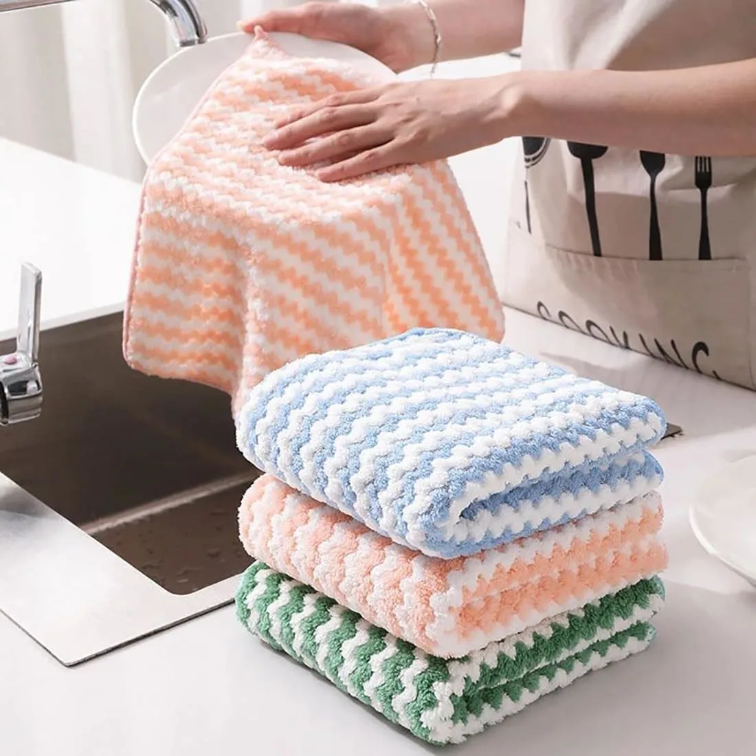 10Pcs Microfiber Cleaning Cloth, All-Purpose Microfiber Towels, Oil Washable Fast Drying Absorbent Streak Free Lint Free Rags for Cleaning Reusable and Washable Towels