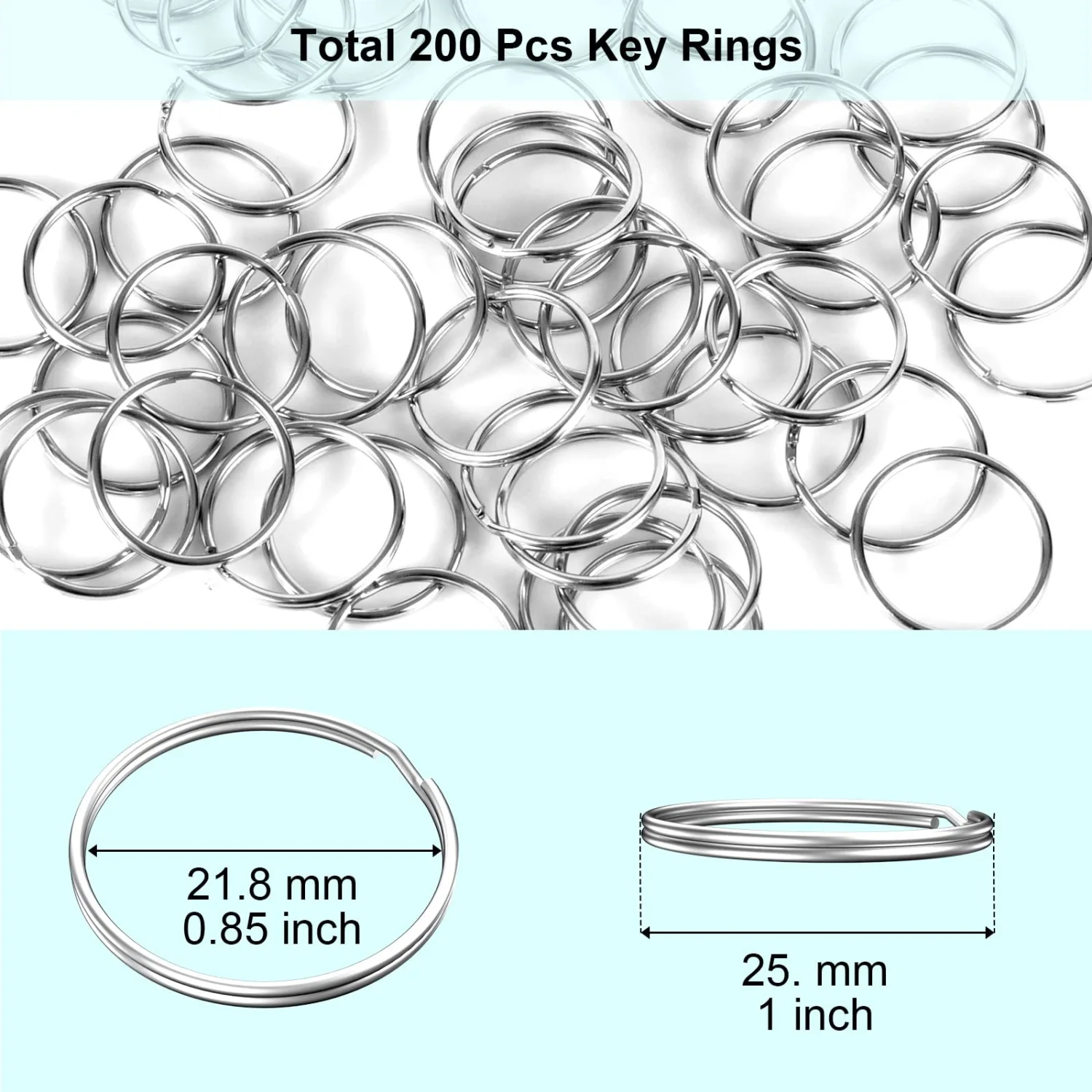 100PCS Key Rings Bulk, Split Key Rings, Keychain Rings and Crafts 1 inch (25mm)