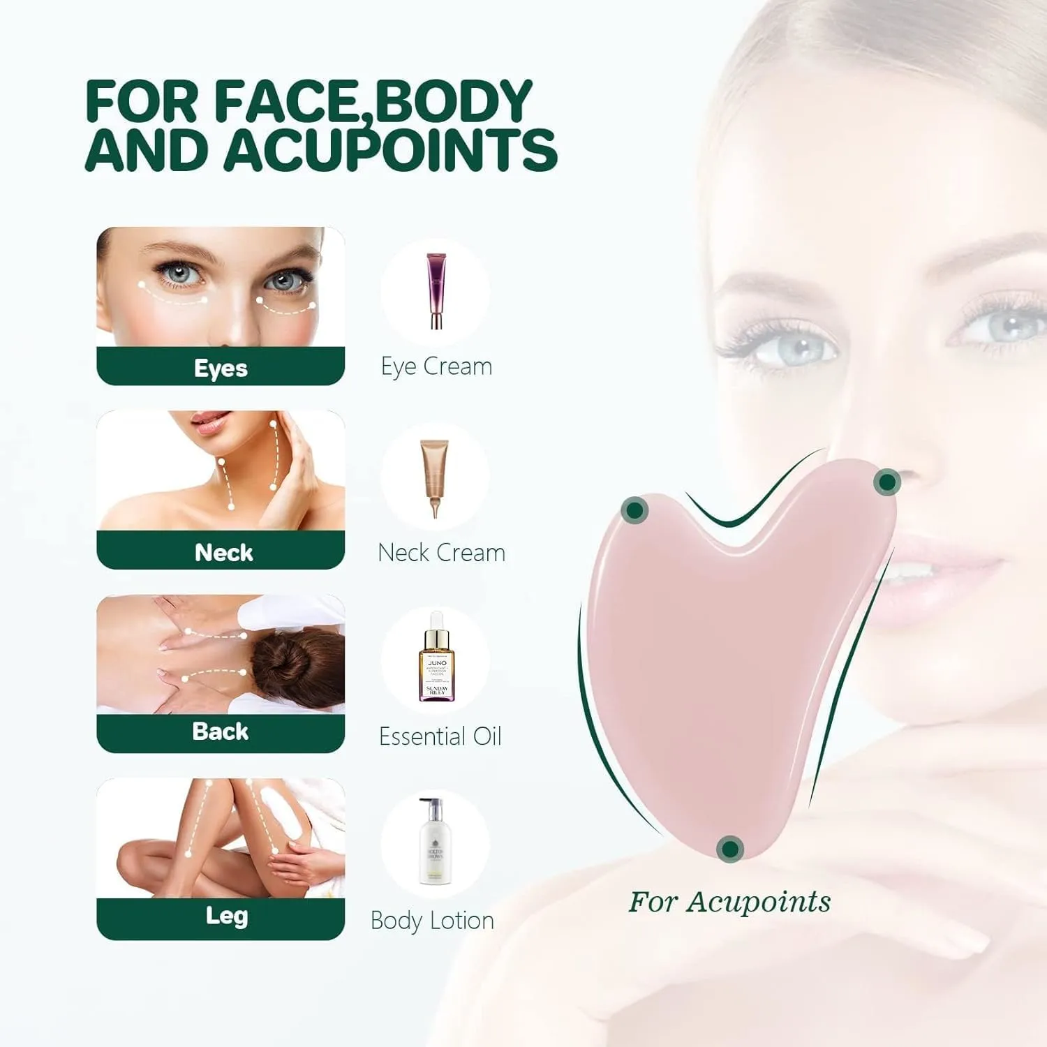 Gua Sha Facial Tools Face Roller for Wrinkles Jade Roller and Gua Sha Set,Gua Sha & Jade Roller Facial Tools Face Roller for Puffiness and Redness Reducing Skin Care