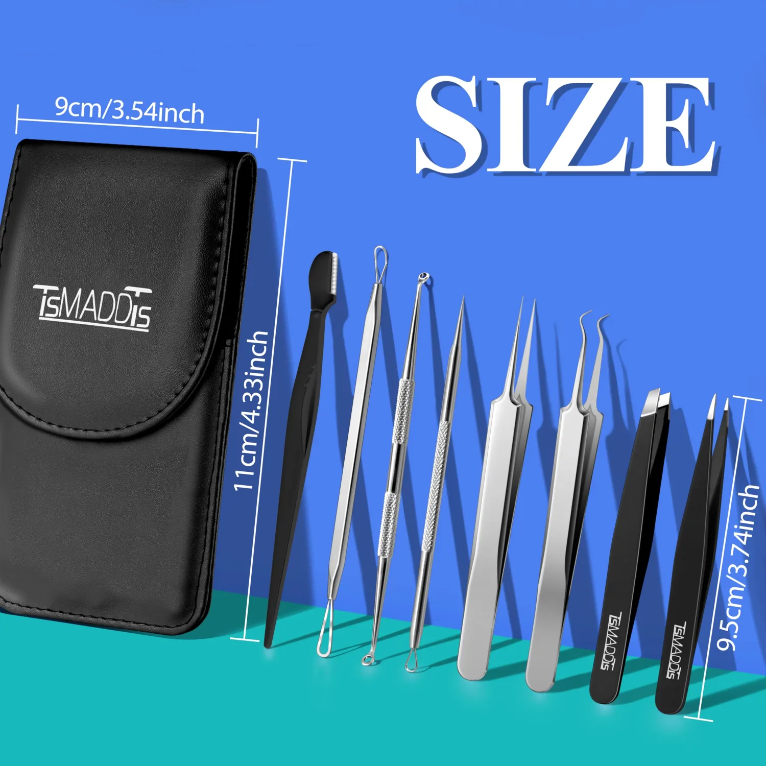 TsMADDTs Blackhead Remover Pimple Extractor Acne Treatment Tool, Comedones Removal Kit for Blemish, Whitehead, 8 pcs Pimple Popper Tool Kit for Facial and Nose