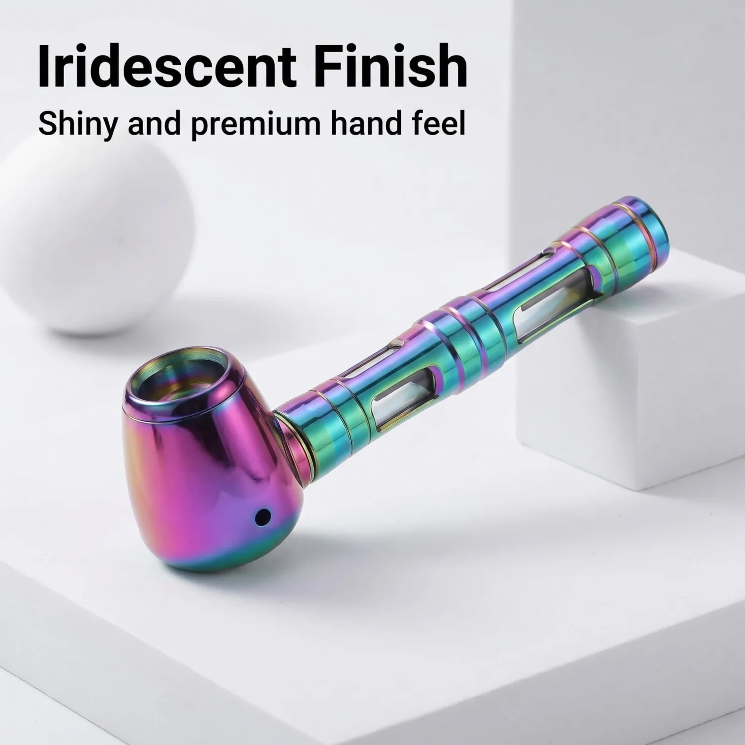 Tobacco Pipe 4.6 Inch Detachable Portable Aluminum Alloy Pipe for Smoking, Classic Traditional Design, with Box(Rainbow)