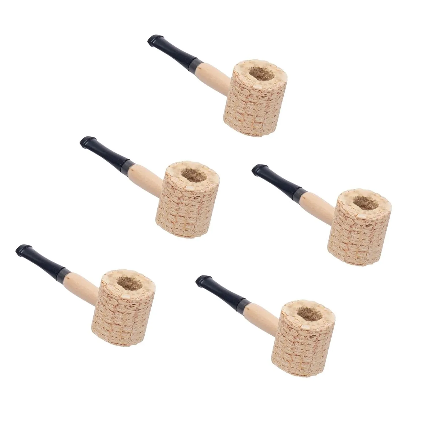 Natural Corn Cob Practice Pipes, Set of 5
