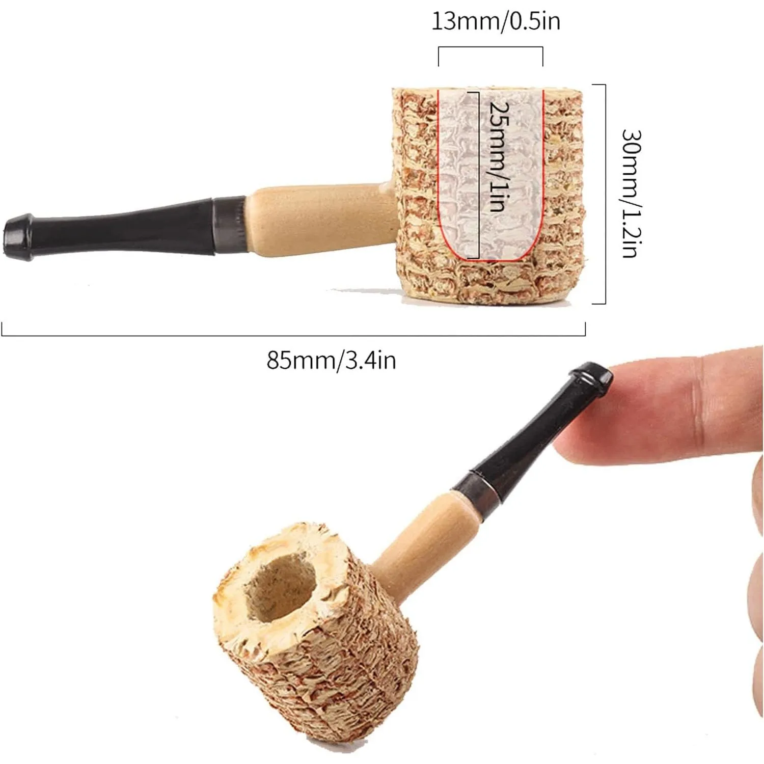 Natural Corn Cob Practice Pipes, Set of 5