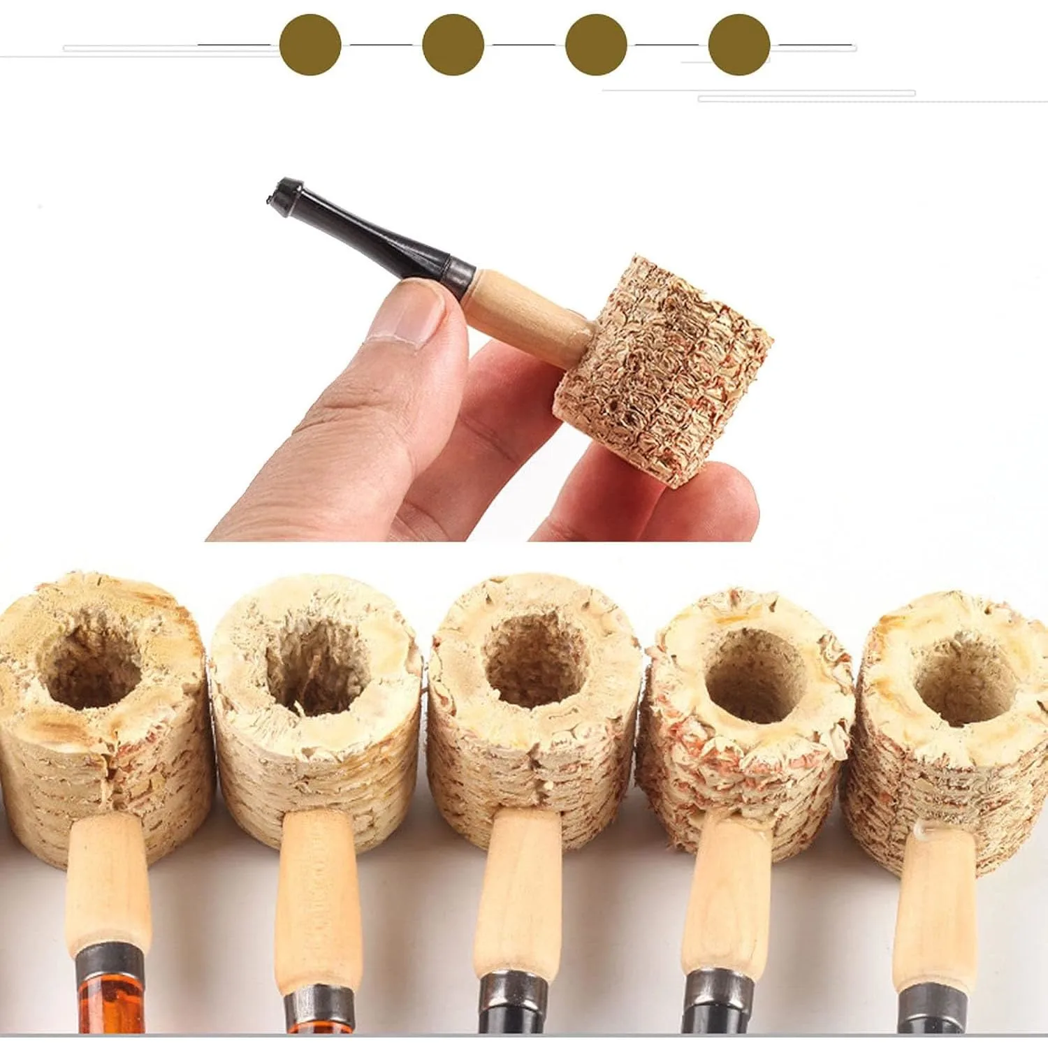 Natural Corn Cob Practice Pipes, Set of 5