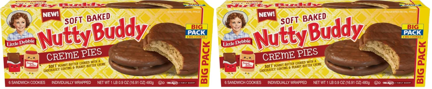 Little Debbie Nutty Buddy Creme Pie Big Pack, 16.9 oz Box (Pack of 2)