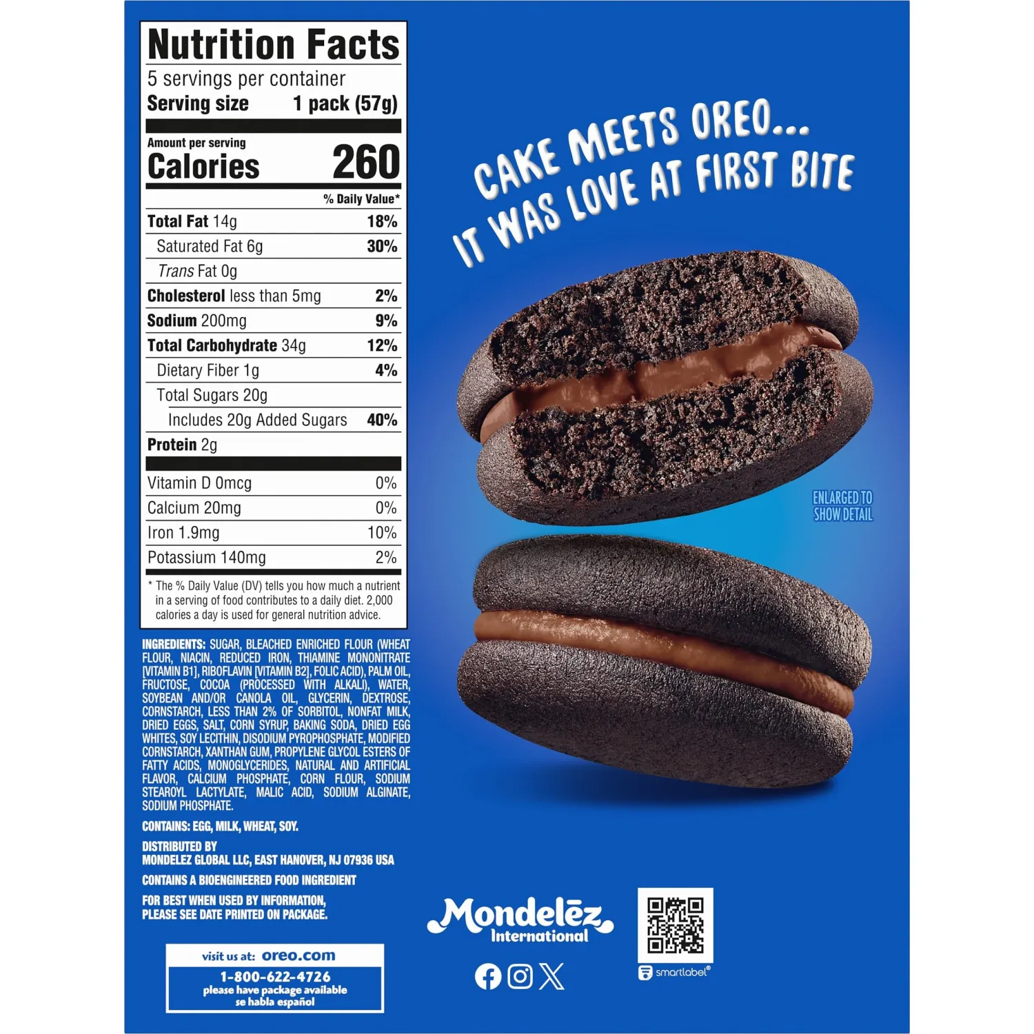 OREO Cakesters Double Chocolate Soft Snack Cakes, 5 - 2.02 oz Snack Packs