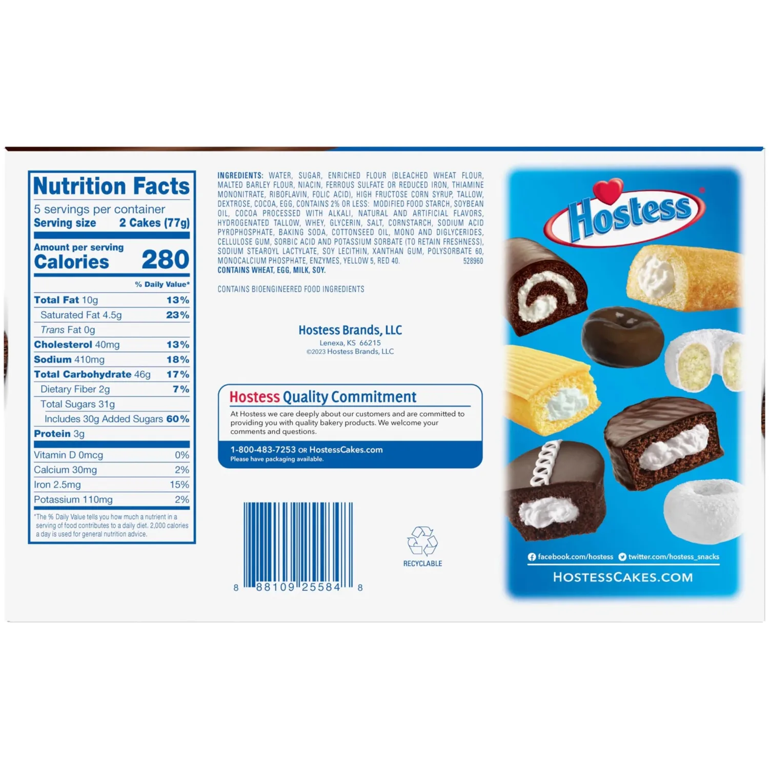 Hostess Chocolate Cake Twinkies, 10-Count Individually Wrapped Chocolate Sponge Cake Snack with Creamy Filling, Mini Cakes for On-The-Go Snacking, Lunchboxes, Parties, Goodie Bag Filler