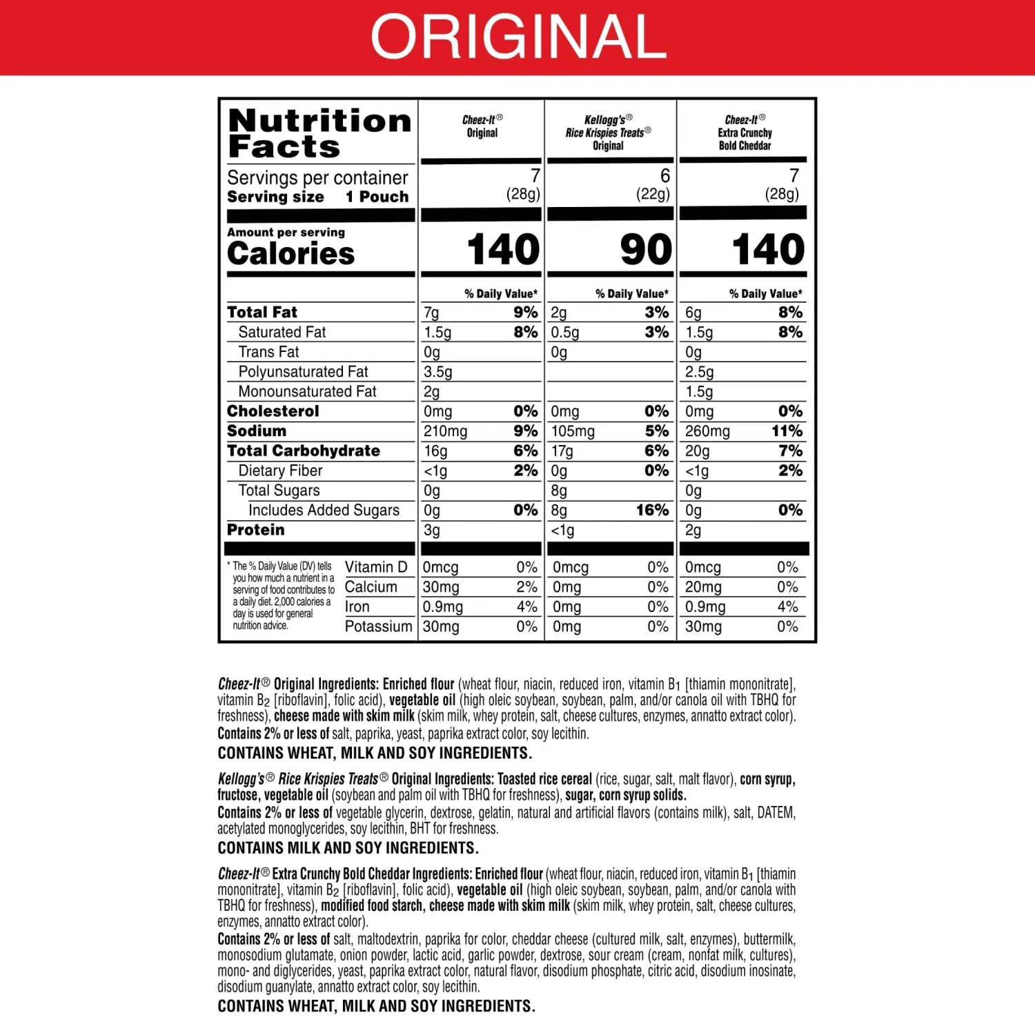 Kellogg's Cheez-It & Rice Krispies Treats, Lunch Snacks, Mega Variety Pack, 18.68oz Box (20 Count)