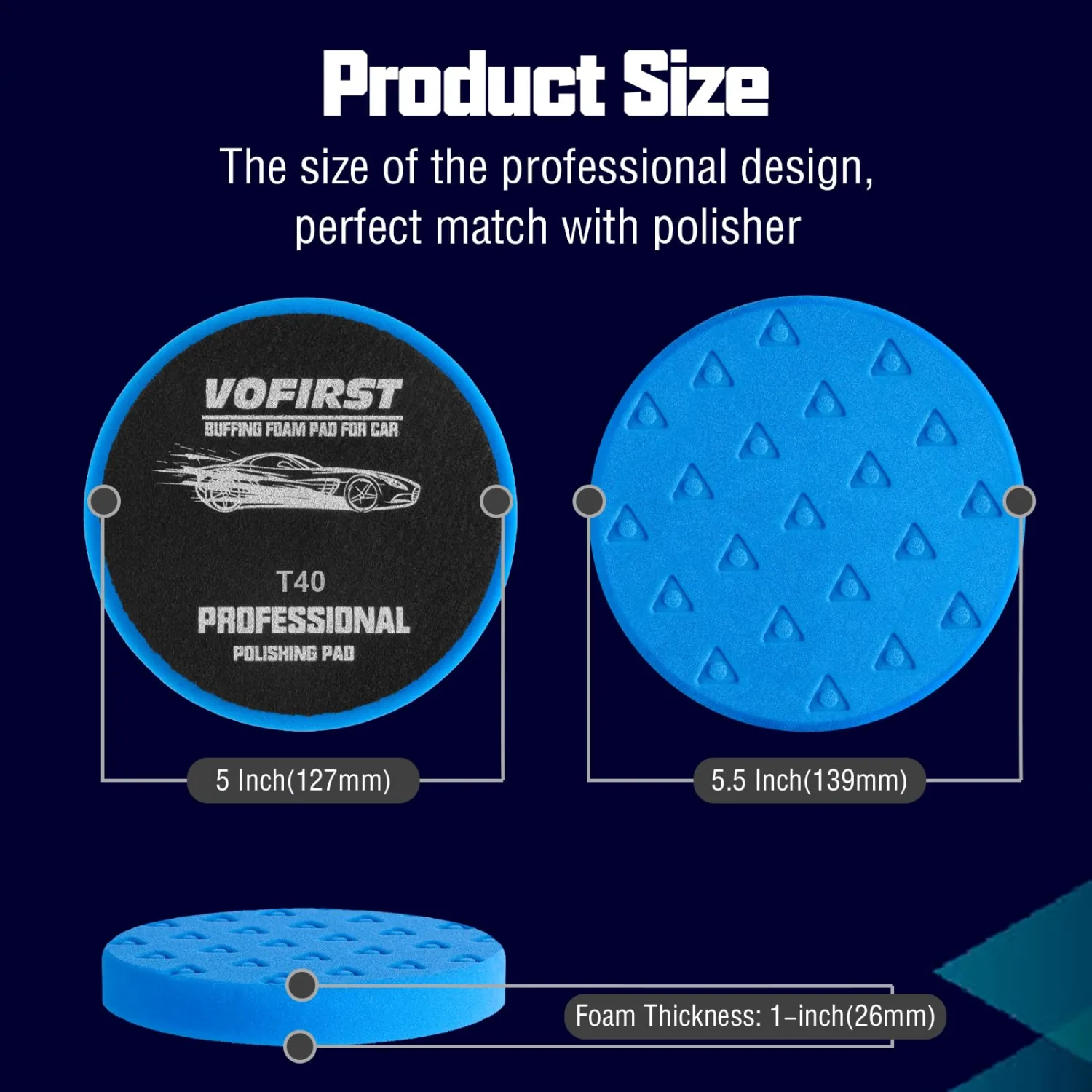 Buffing Pads Esponja para Pulir Carros, 3Pcs Polishing Pad 5.5 Inch Face for 125mm Backing Plate Compound Buffing Sponge for Car Buffer Polisher Compounding, Polishing and Waxing