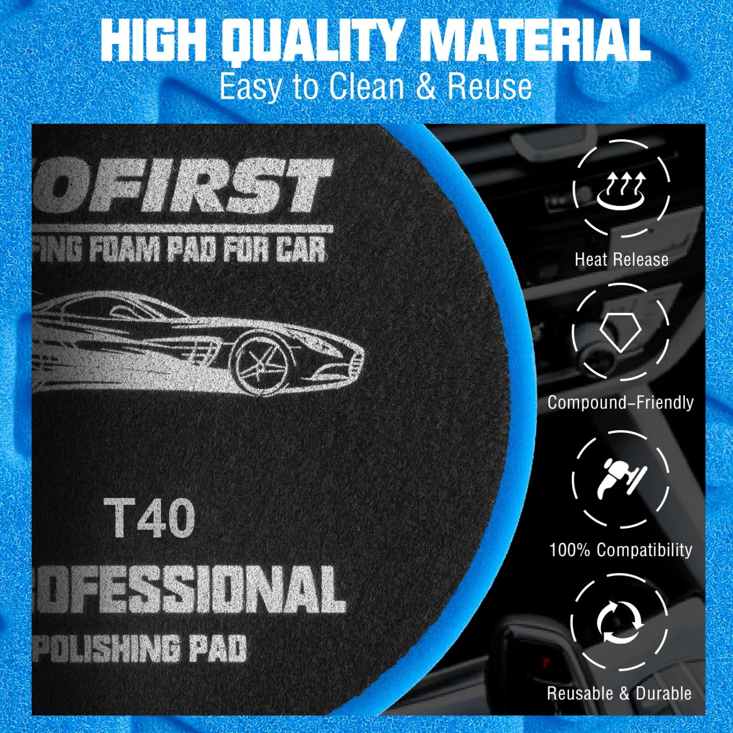 Buffing Pads Esponja para Pulir Carros, 3Pcs Polishing Pad 5.5 Inch Face for 125mm Backing Plate Compound Buffing Sponge for Car Buffer Polisher Compounding, Polishing and Waxing