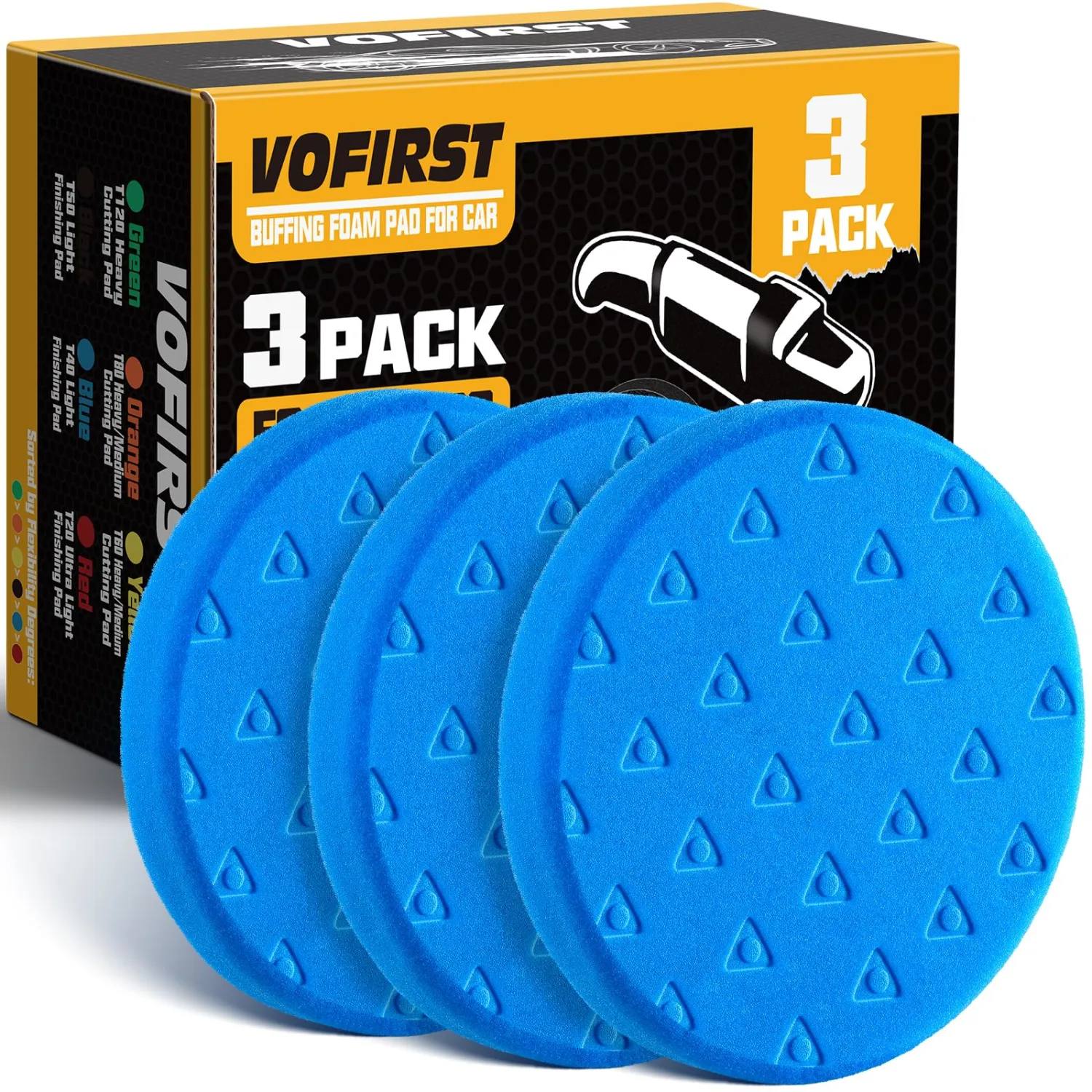 Buffing Pads Esponja para Pulir Carros, 3Pcs Polishing Pad 5.5 Inch Face for 125mm Backing Plate Compound Buffing Sponge for Car Buffer Polisher Compounding, Polishing and Waxing