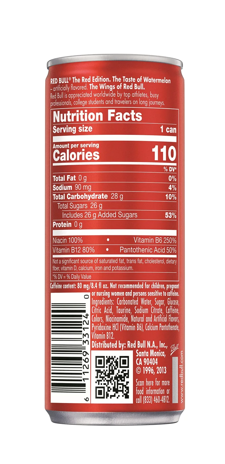 Red Bull Energy Drink, The Red Edition, Watermelon, 8.4 Fl Oz