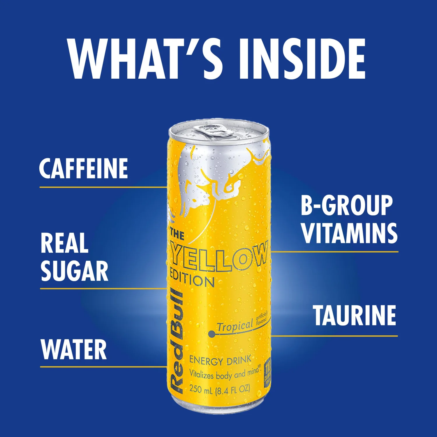 Red Bull Tropical Yellow Edition Energy Drink, 8.4 Fl Oz Can (Pack of 3)