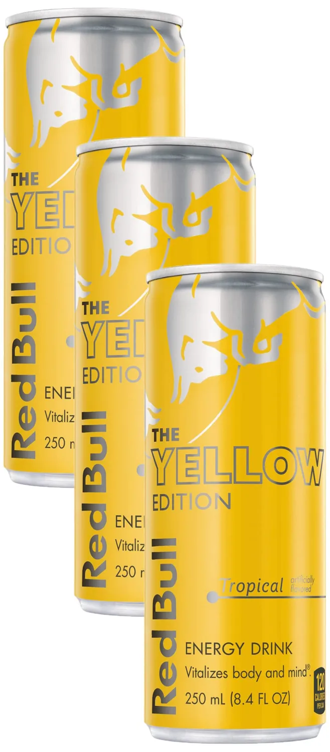 Red Bull Tropical Yellow Edition Energy Drink, 8.4 Fl Oz Can (Pack of 3)