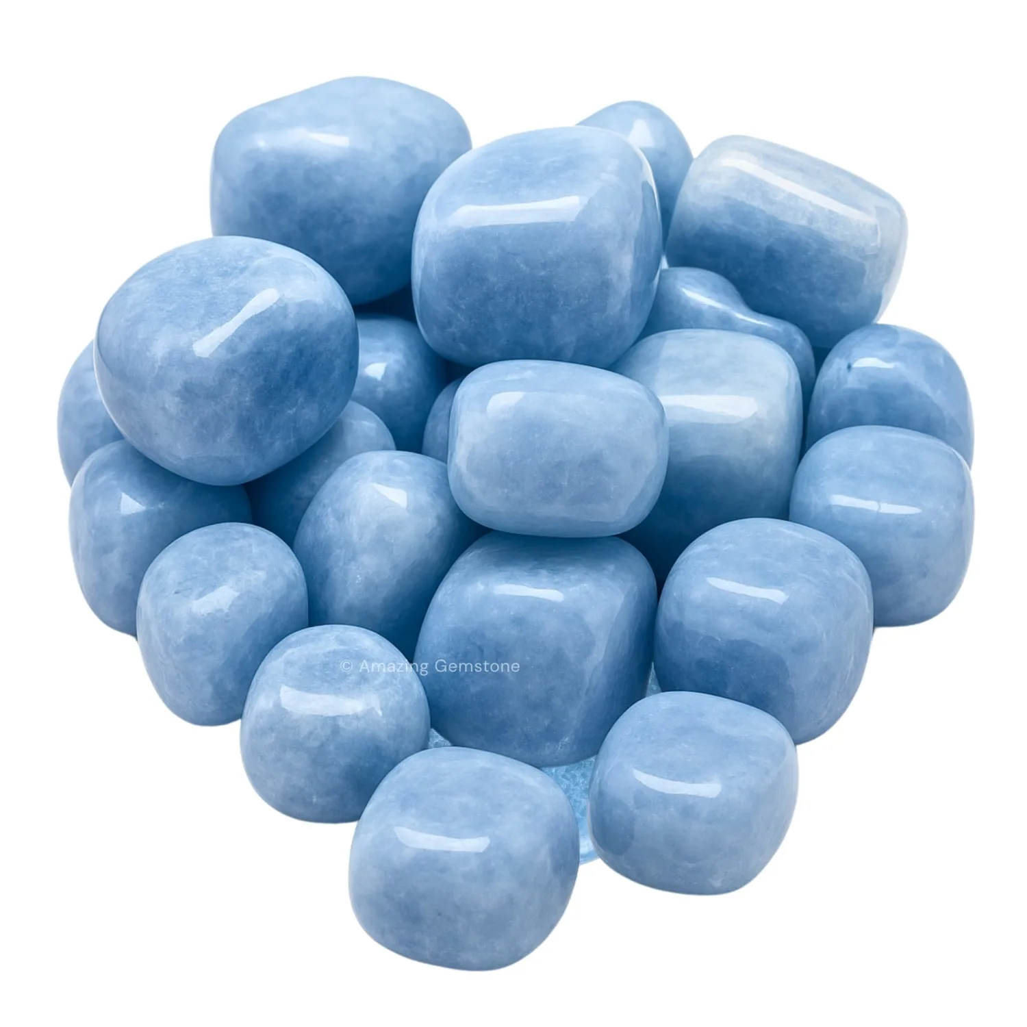 Amazing Gemstone Blue Calcite Crystal Tumbled Stones Polished Rocks - Natural Gem Stones for Healing - DIY Crystals for Protection (1 Piece)